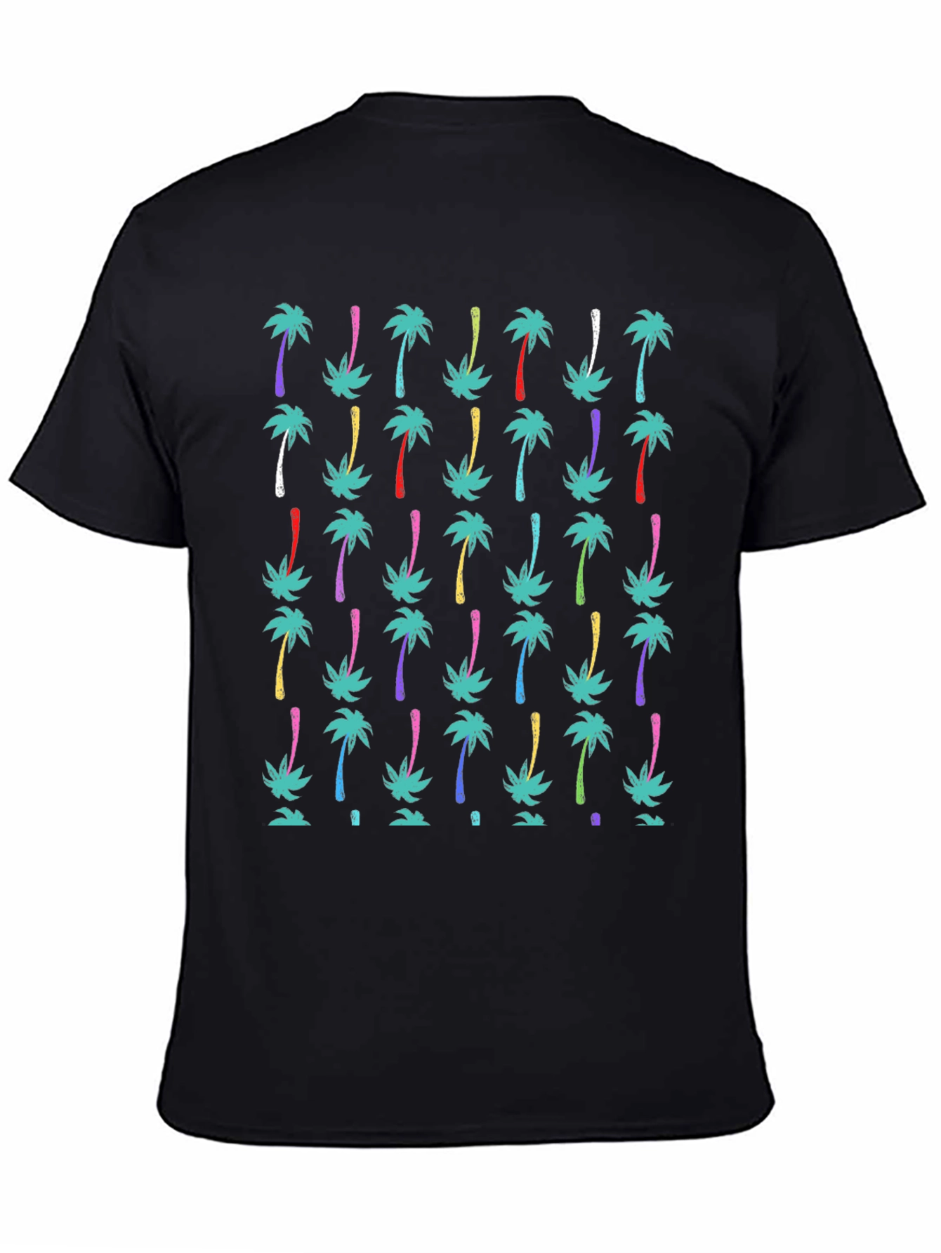Tropical Palm Tree Print Black T-Shirt