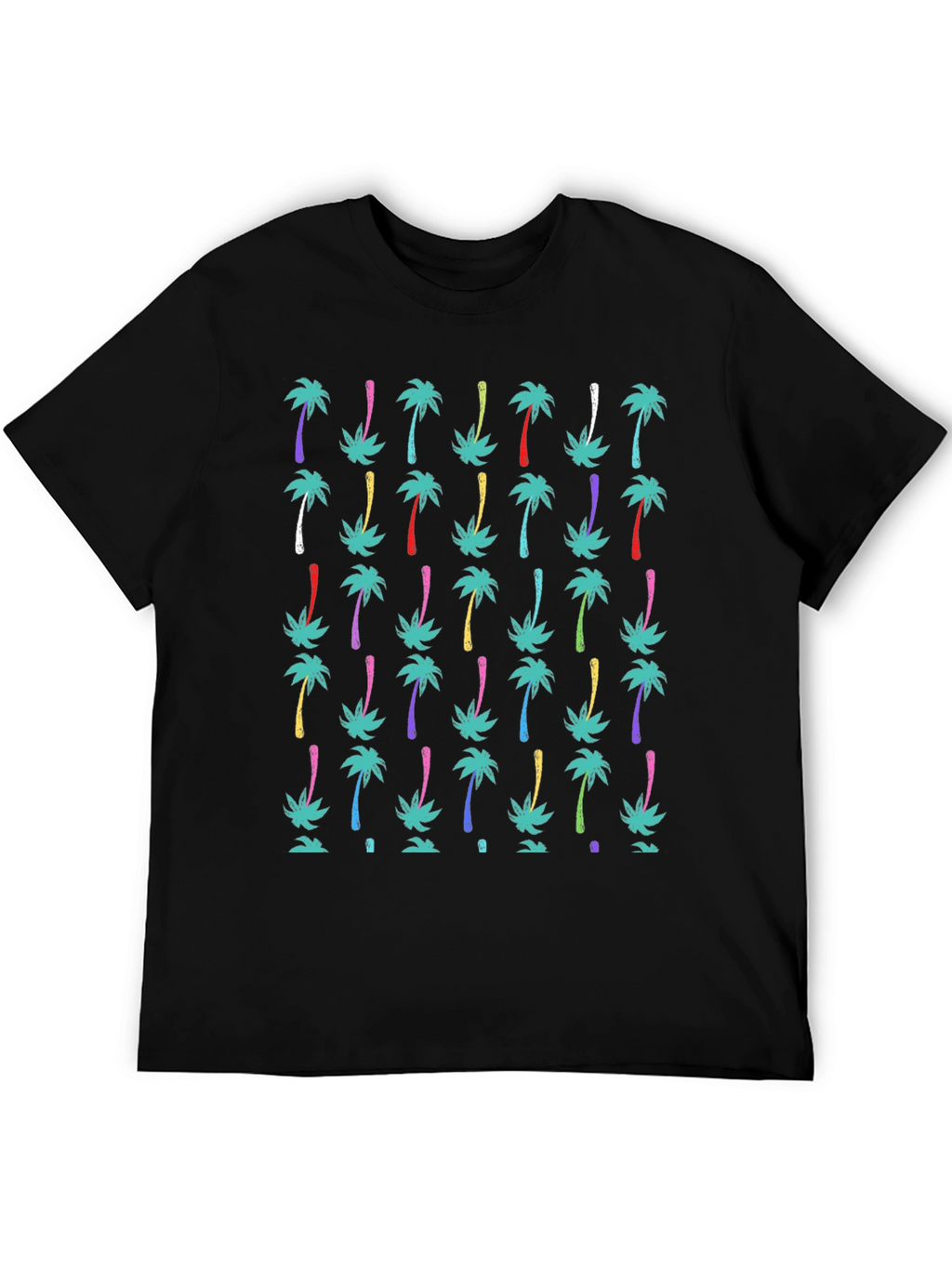 Tropical Palm Tree Print Black T-Shirt