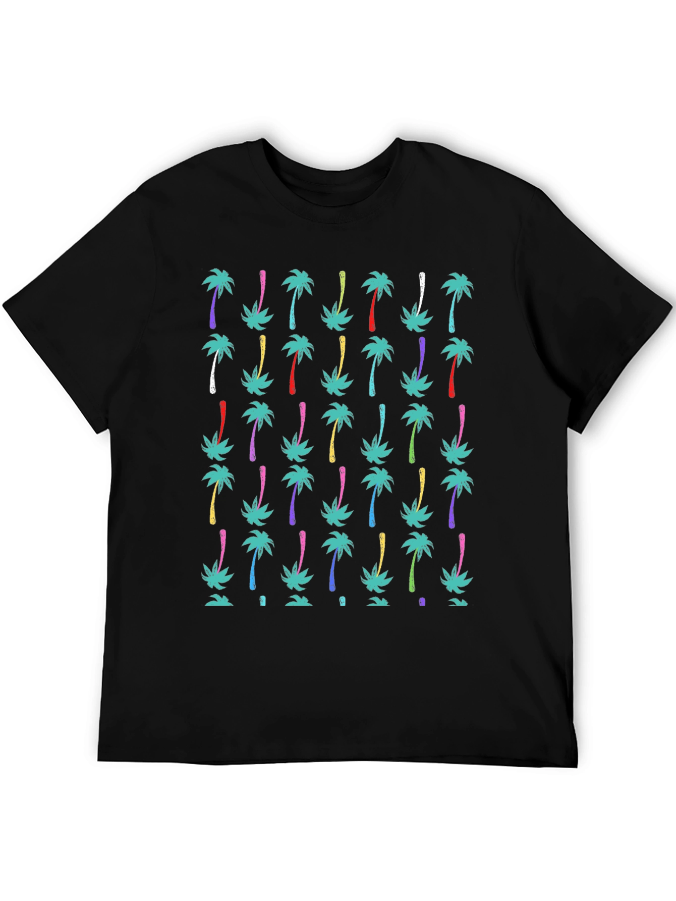 Tropical Palm Tree Print Black T-Shirt