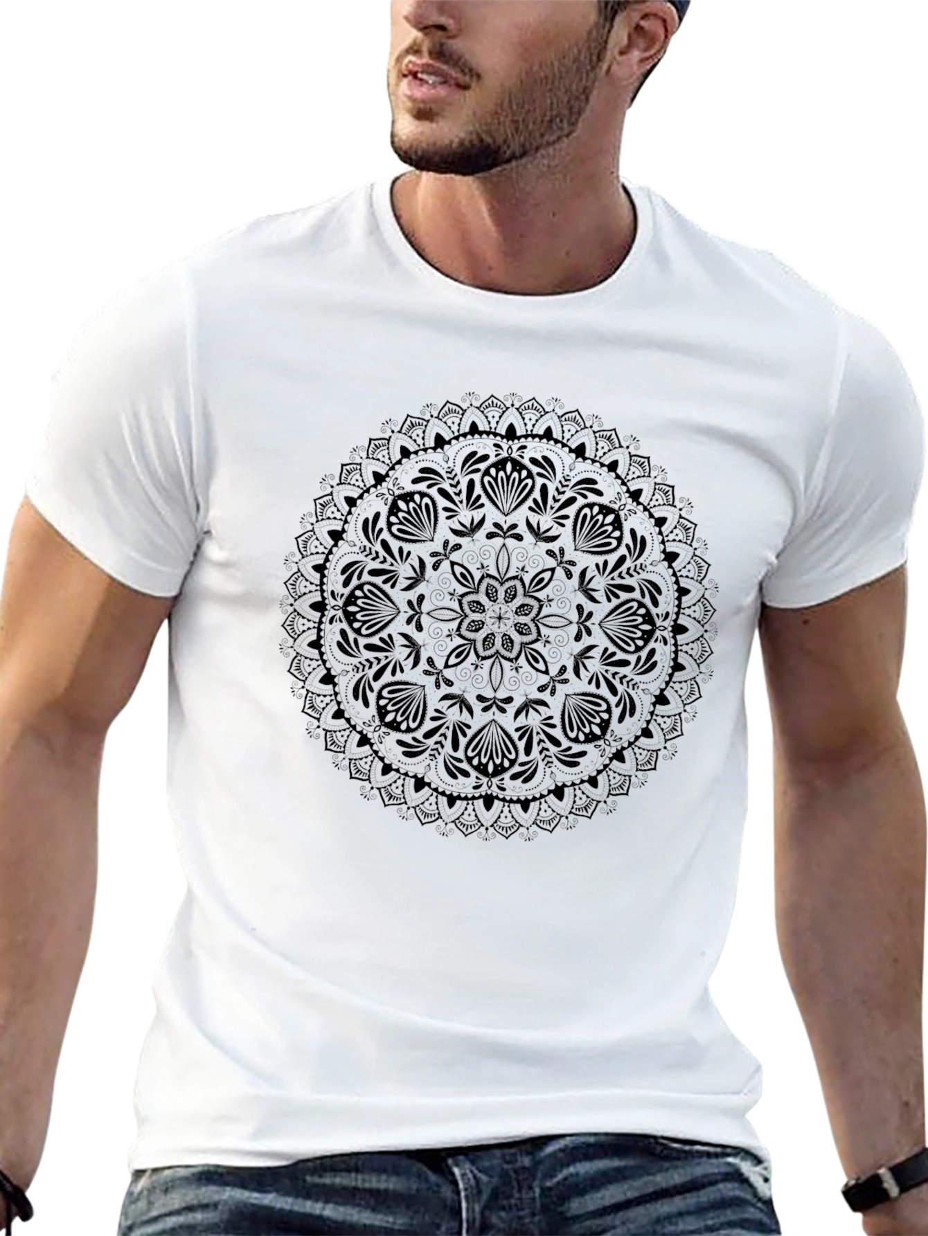 Black Mandala Graphic Tee - Mens