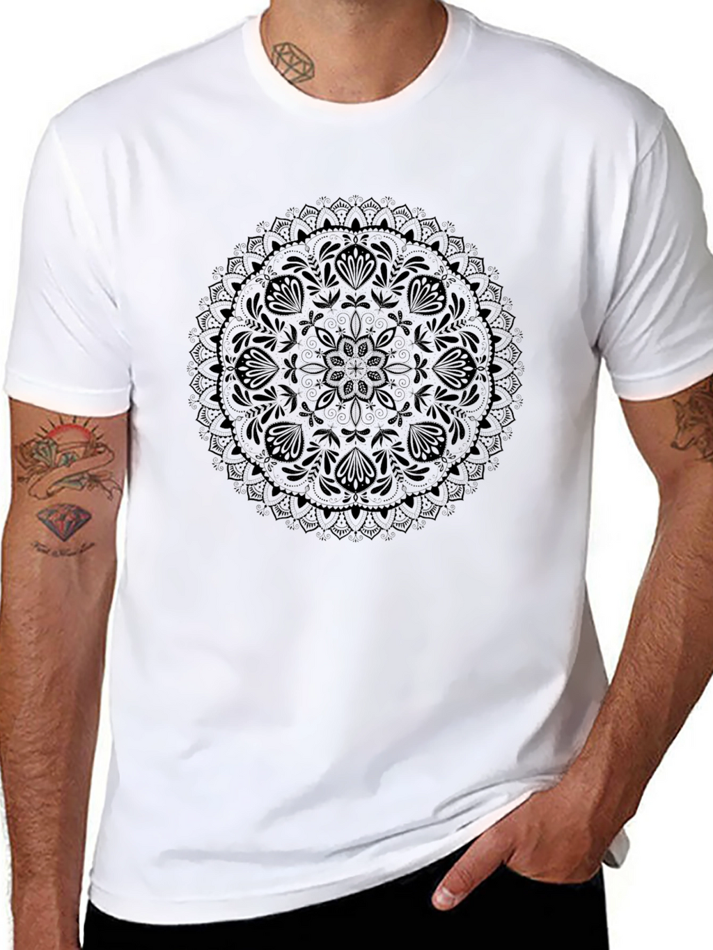 Black Mandala Graphic Tee - Mens