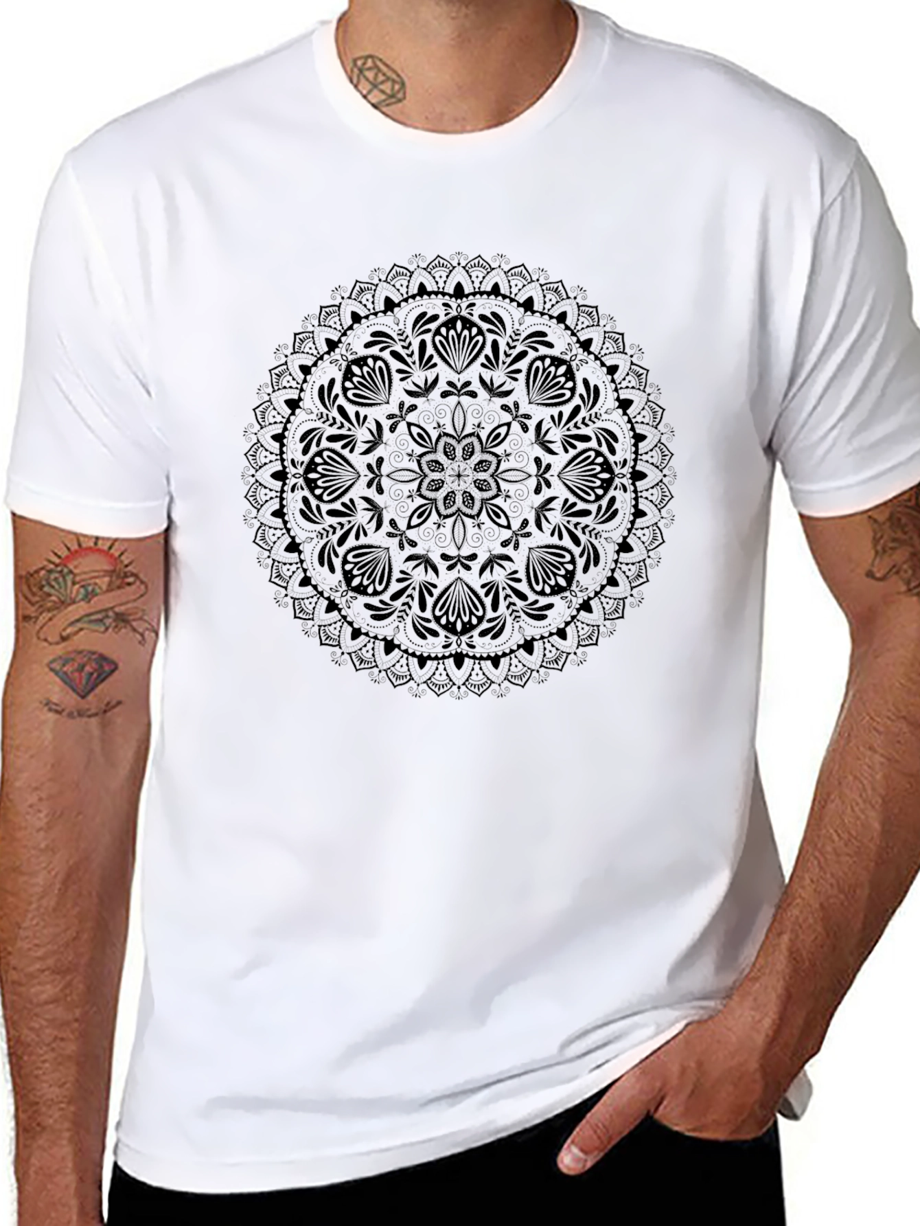 Black Mandala Graphic Tee - Mens