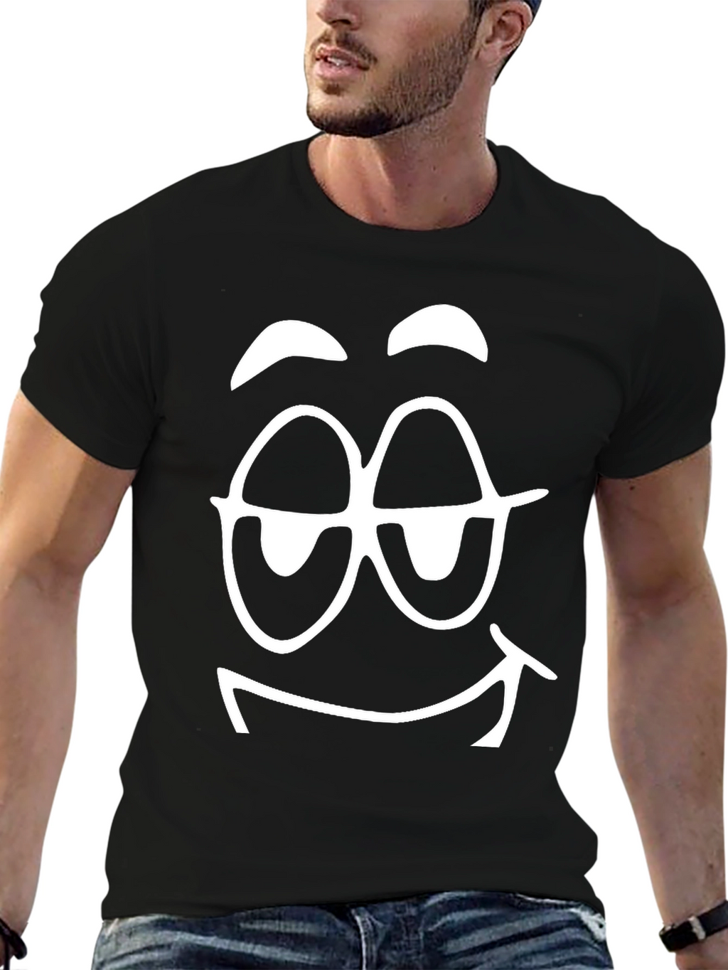 Funny Face Graphic Black T-Shirt