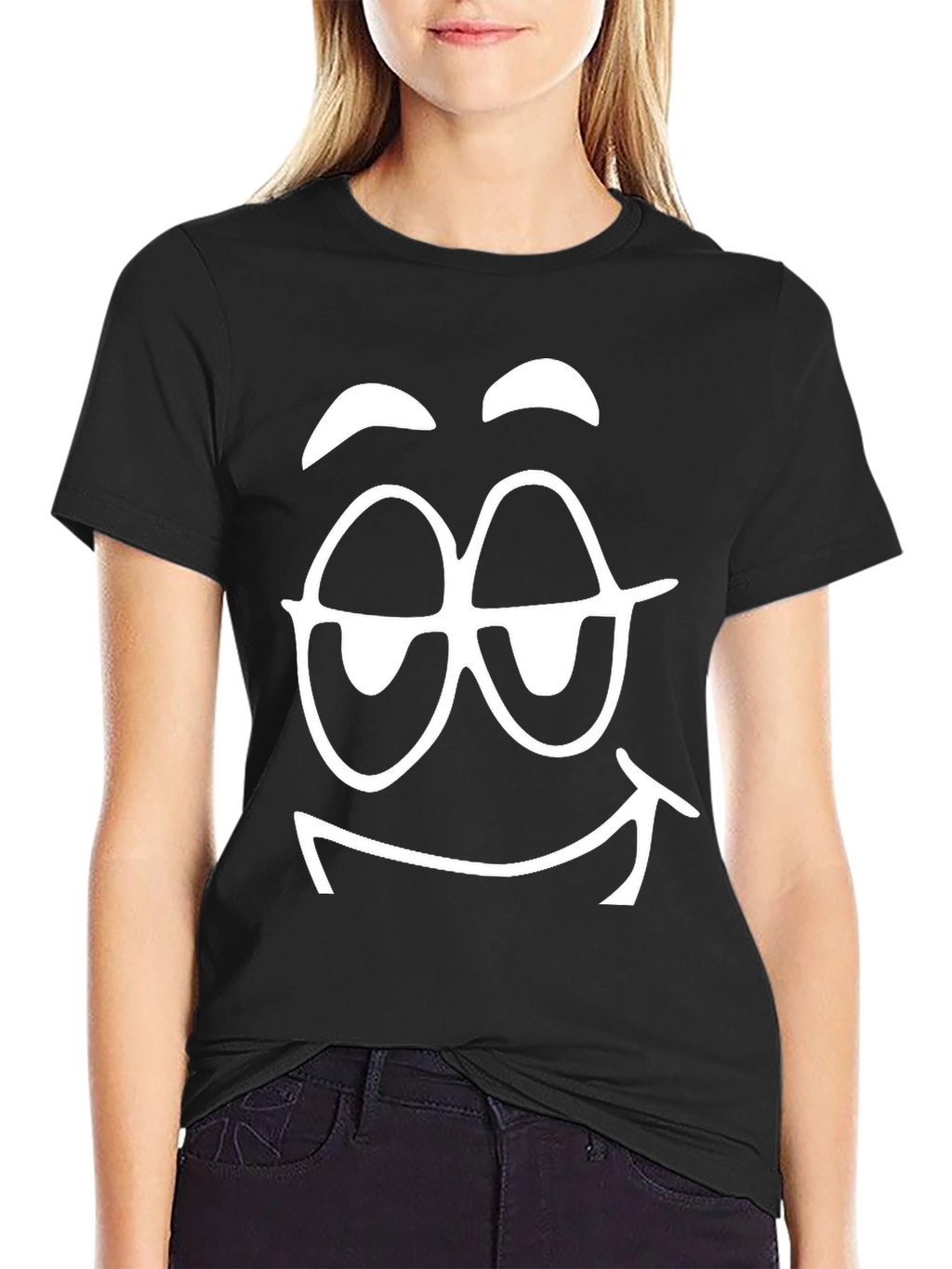 Funny Face Graphic Black T-Shirt