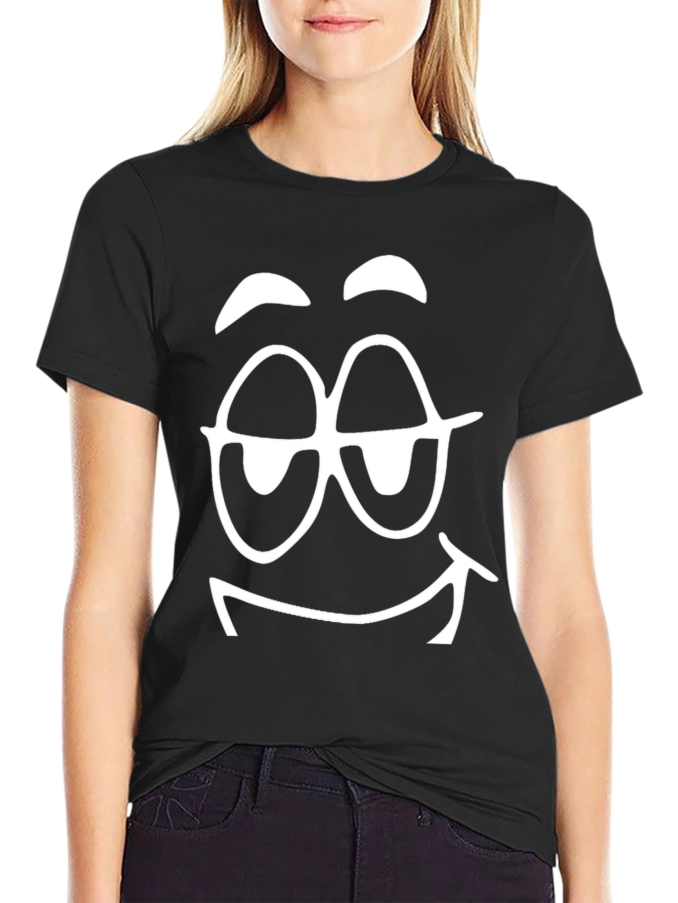 Funny Face Graphic Black T-Shirt