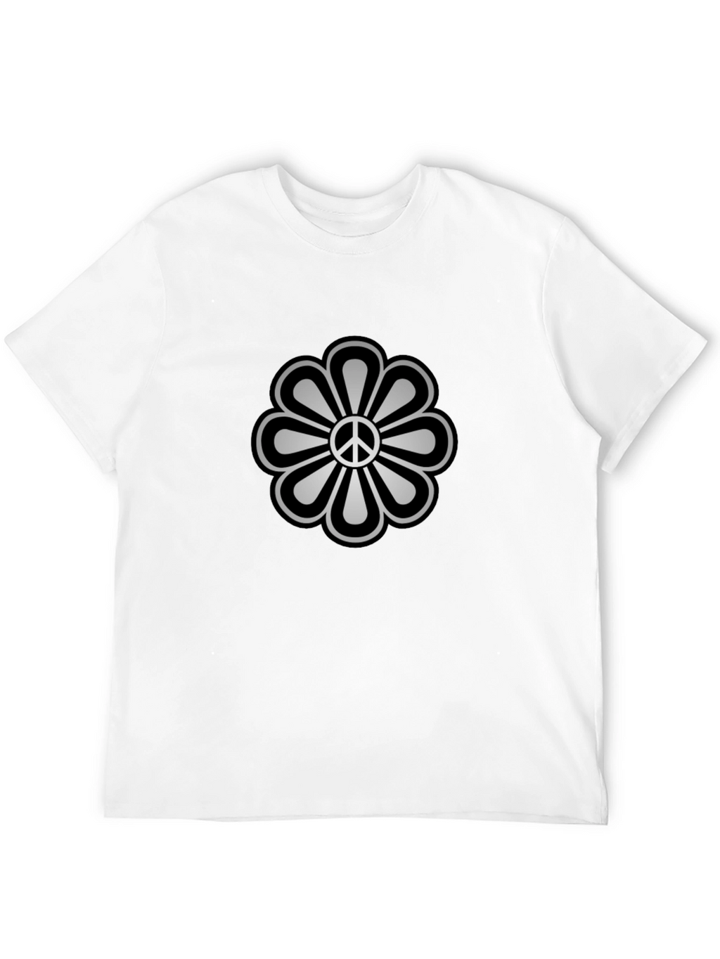 Peace Flower Graphic Tee - Black Cotton Blend