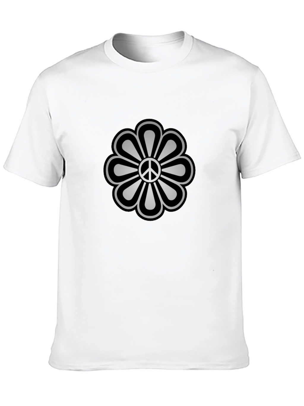 Peace Flower Graphic Tee - Black Cotton Blend