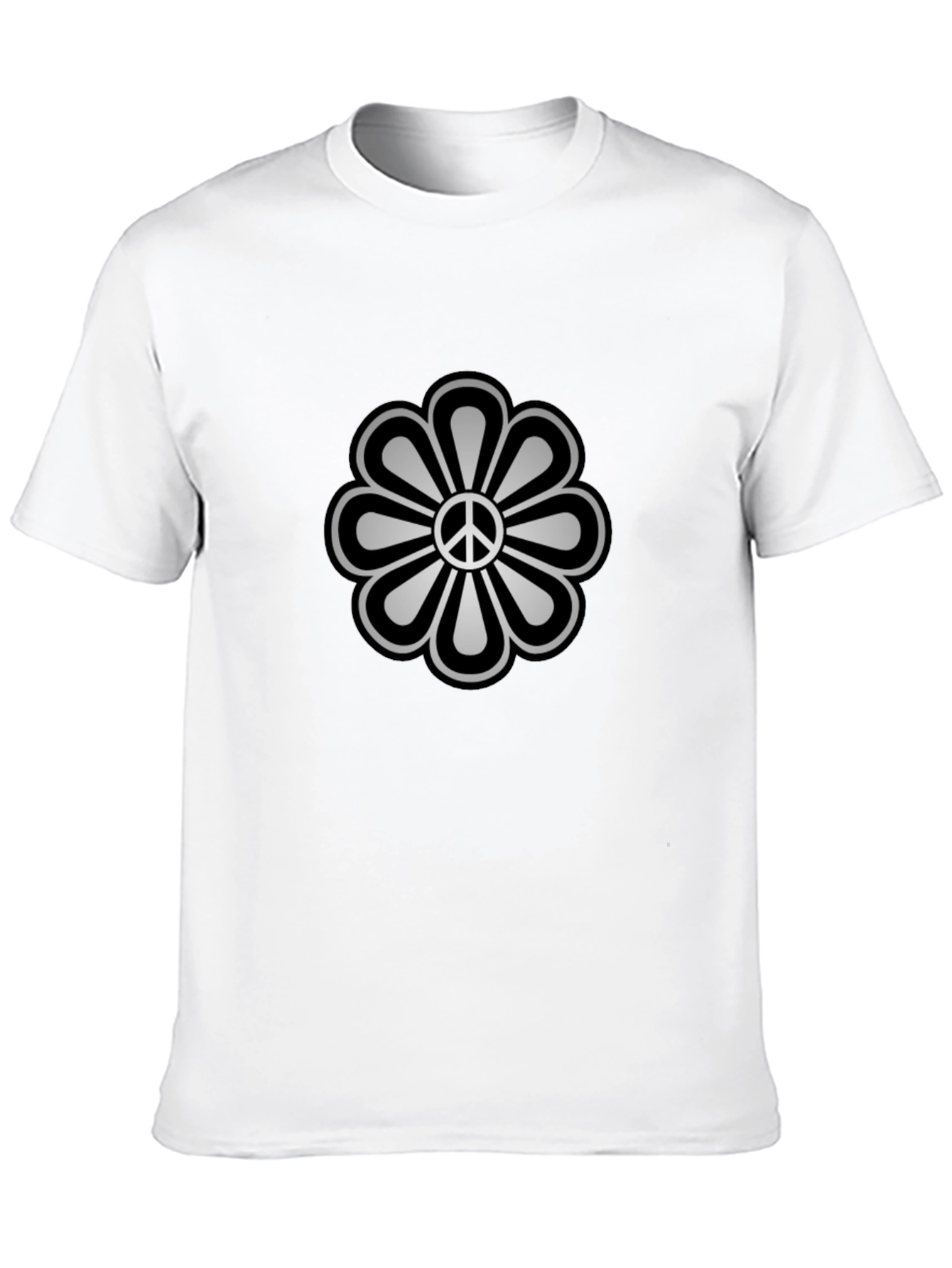 Peace Flower Graphic Tee - Black Cotton Blend
