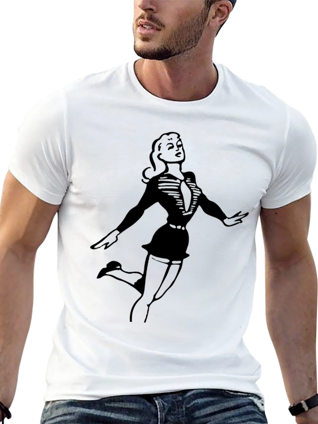 Retro Pin-Up Girl Graphic T-Shirt