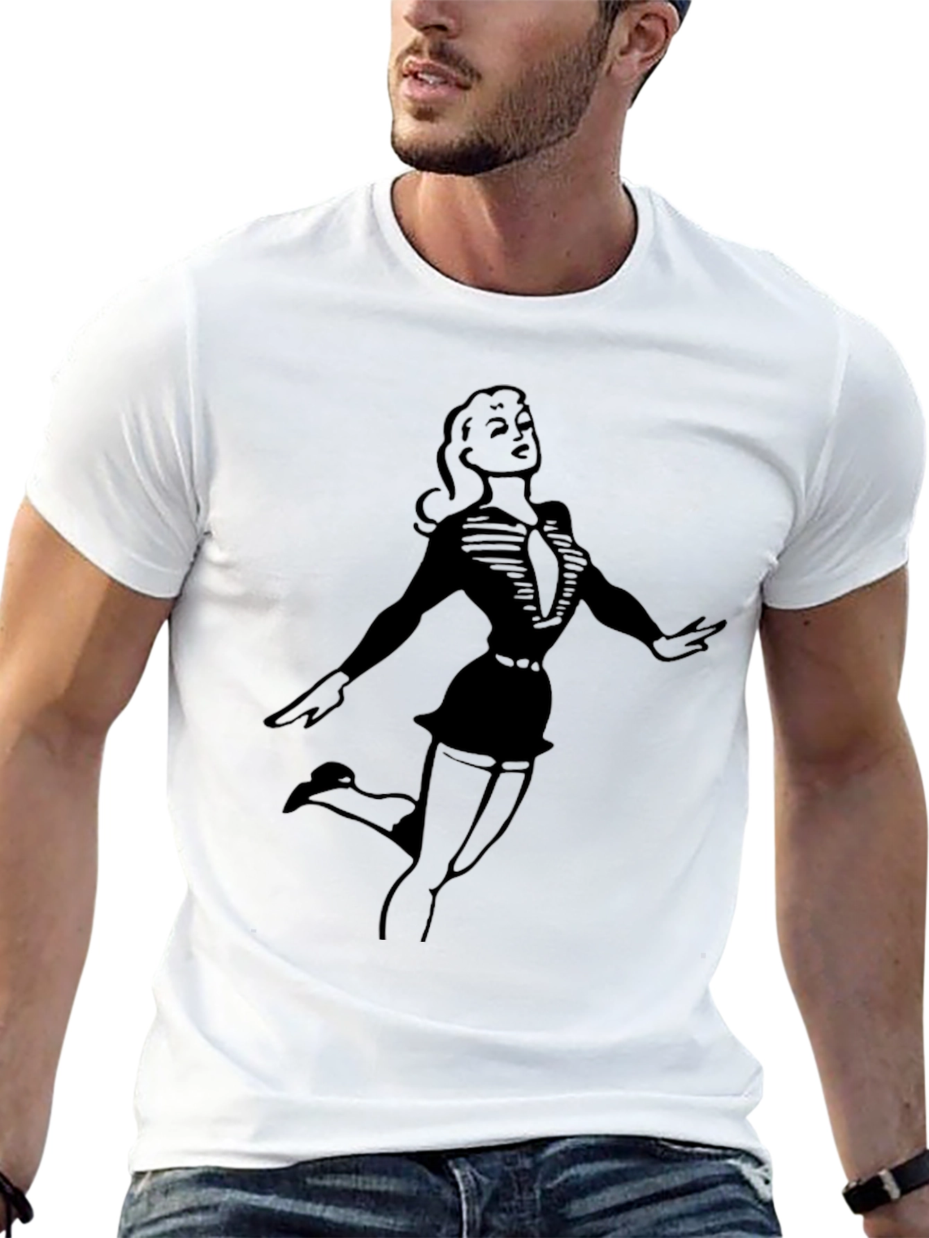 Retro Pin-Up Girl Graphic T-Shirt