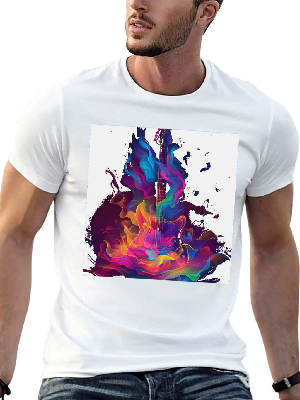 Abstract Guitar Graphic Black T-Shirt