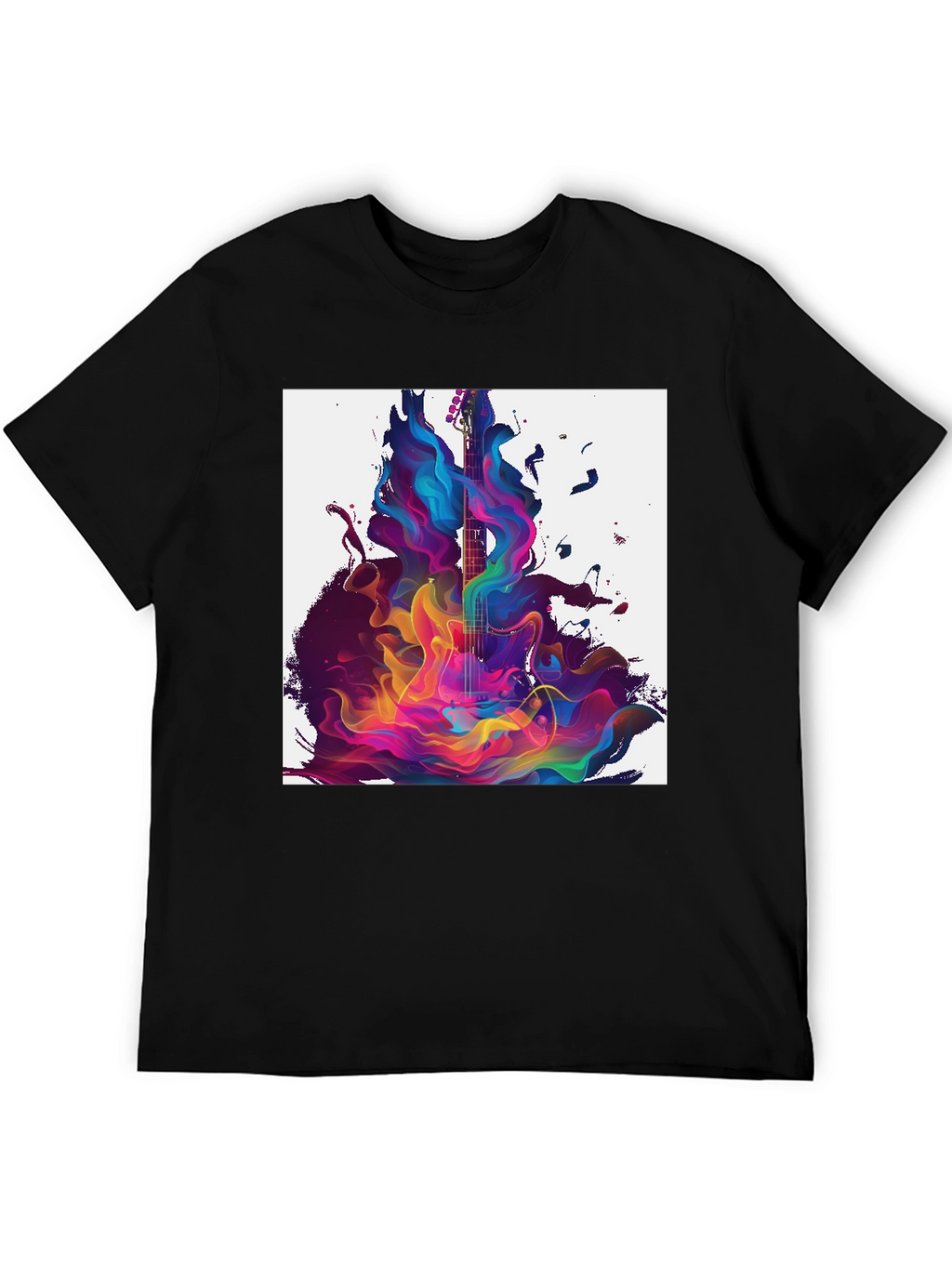Abstract Guitar Graphic Black T-Shirt