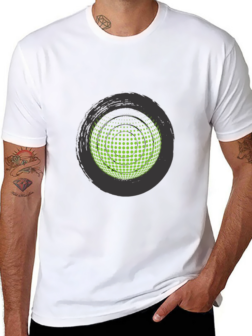 Abstract Sphere Graphic Tee - Stylish Black T-Shirt