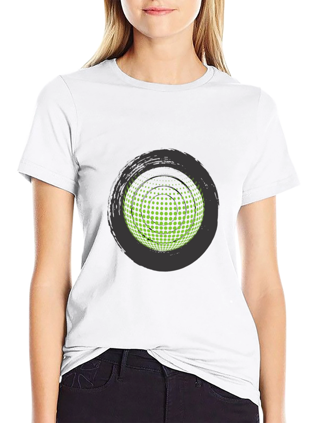 Abstract Sphere Graphic Tee - Stylish Black T-Shirt