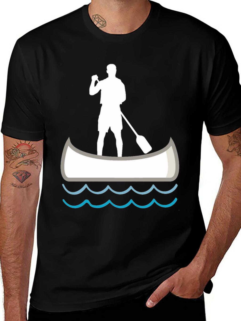 Paddle Boarder T-Shirt - Black Graphic Tee