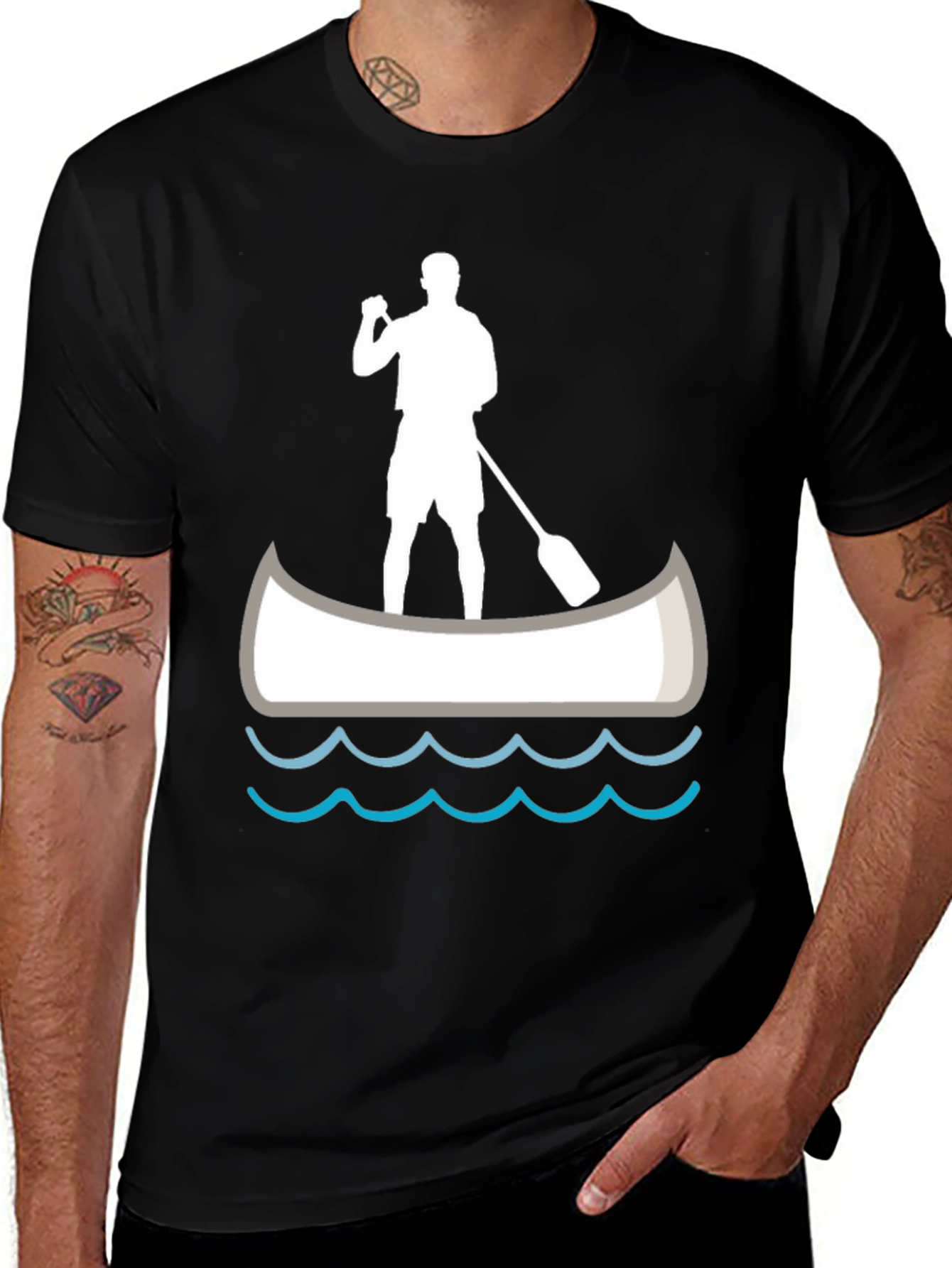 Paddle Boarder T-Shirt - Black Graphic Tee