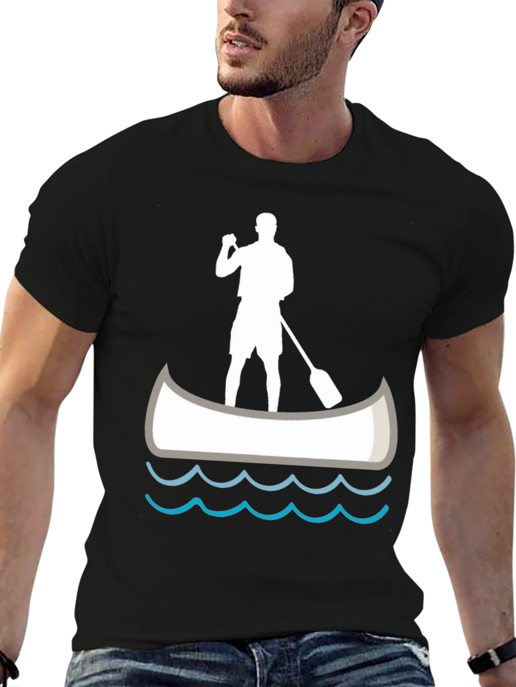 Paddle Boarder T-Shirt - Black Graphic Tee