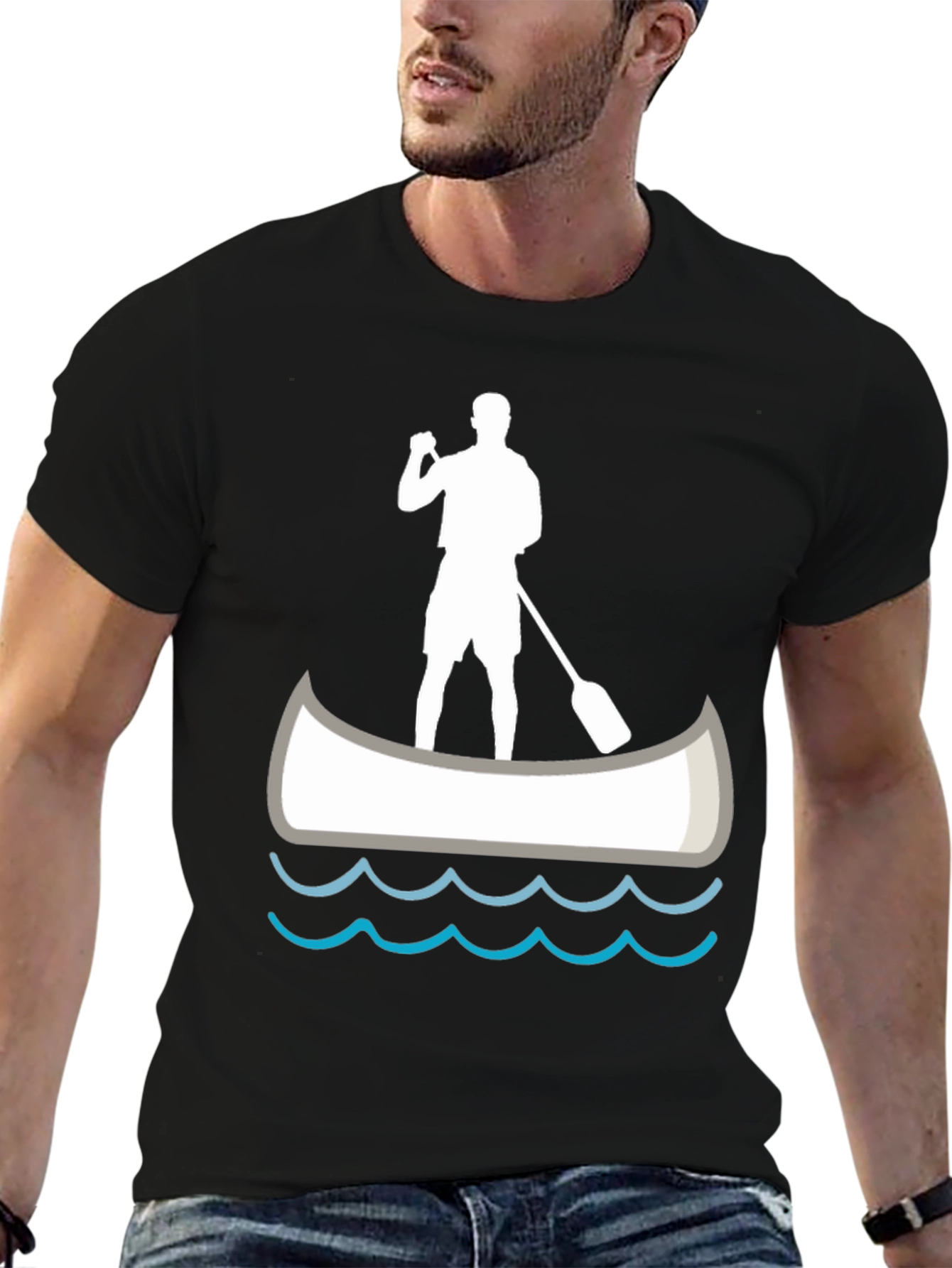 Paddle Boarder T-Shirt - Black Graphic Tee