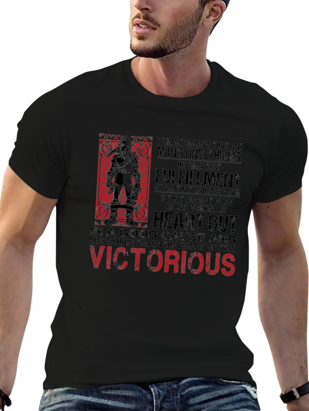 Victorious Soldier Graphic Tee - Black