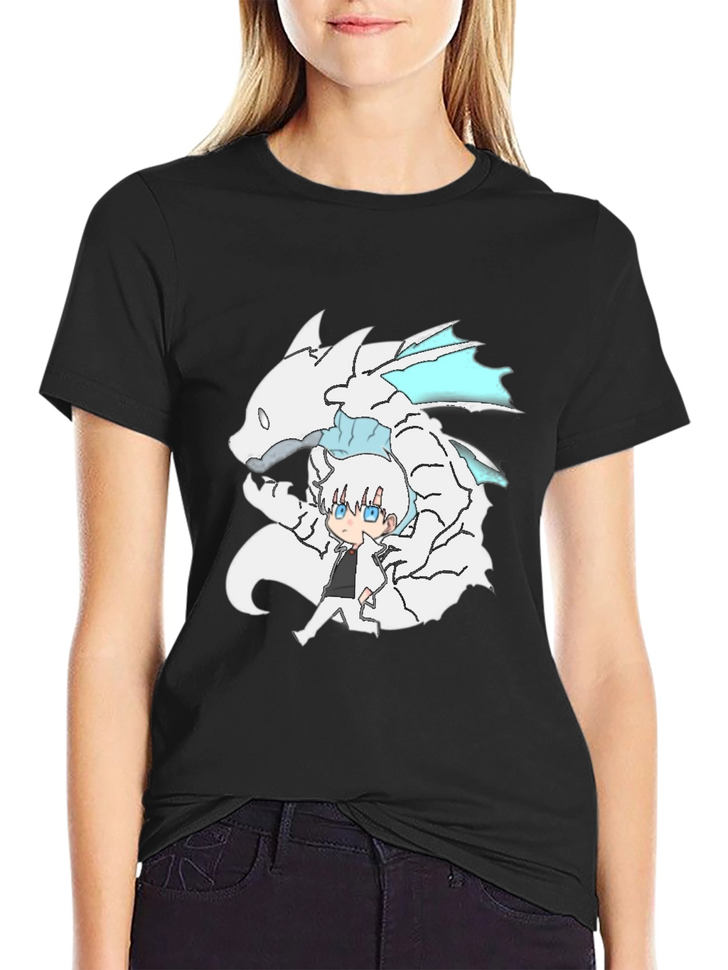 Anime Dragon Graphic Black T-Shirt