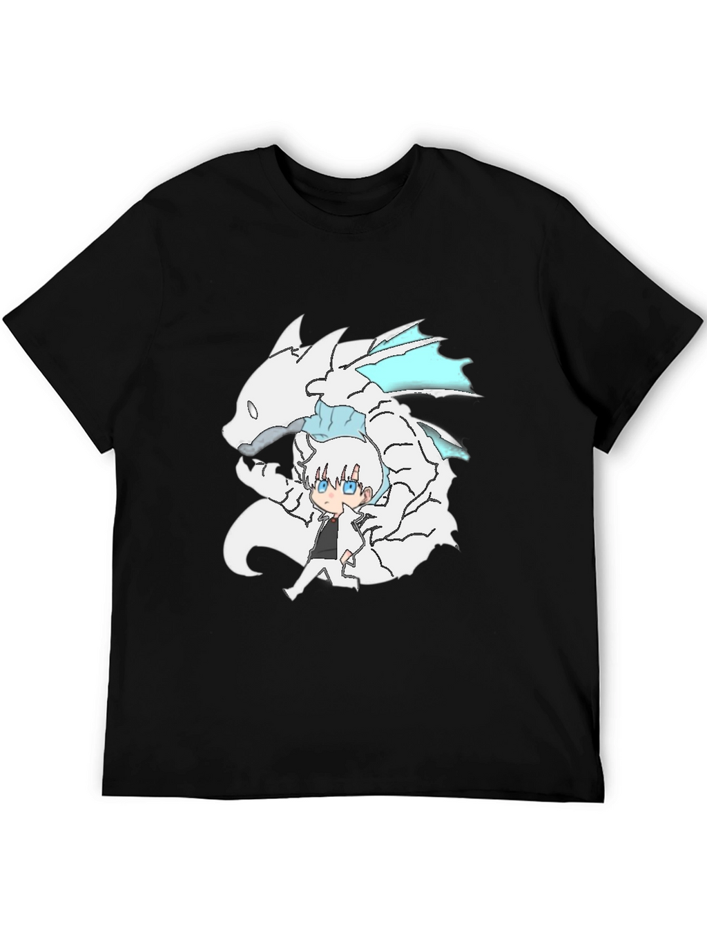 Anime Dragon Graphic Black T-Shirt