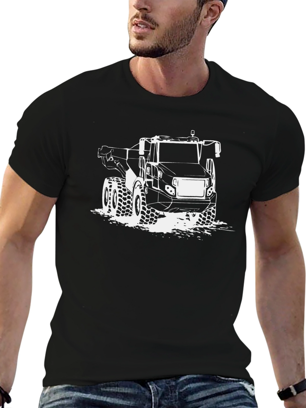Heavy Equipment Graphic Tee - Black Cotton Blend