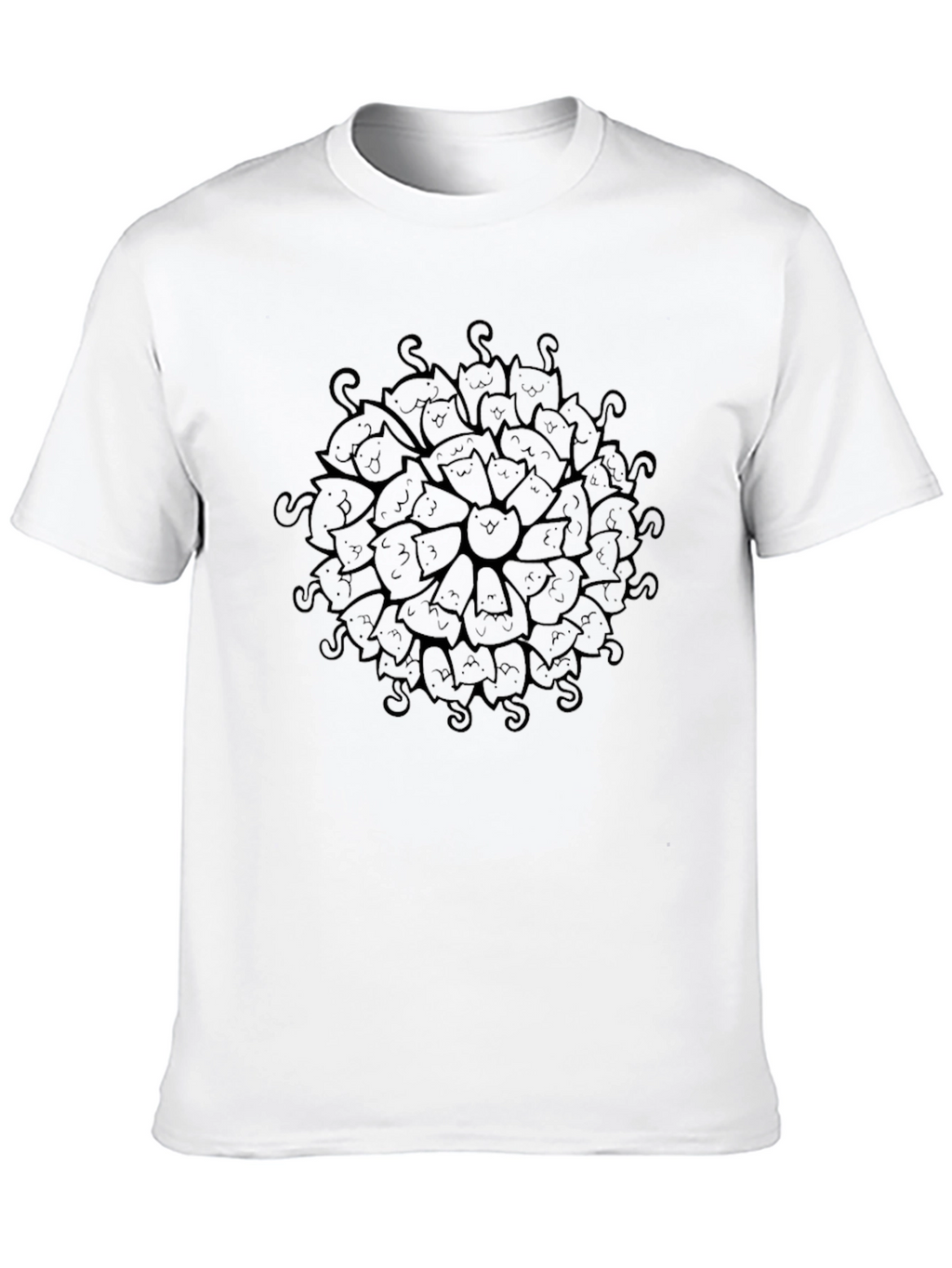 Cool Cat Mandala Graphic Black T-Shirt