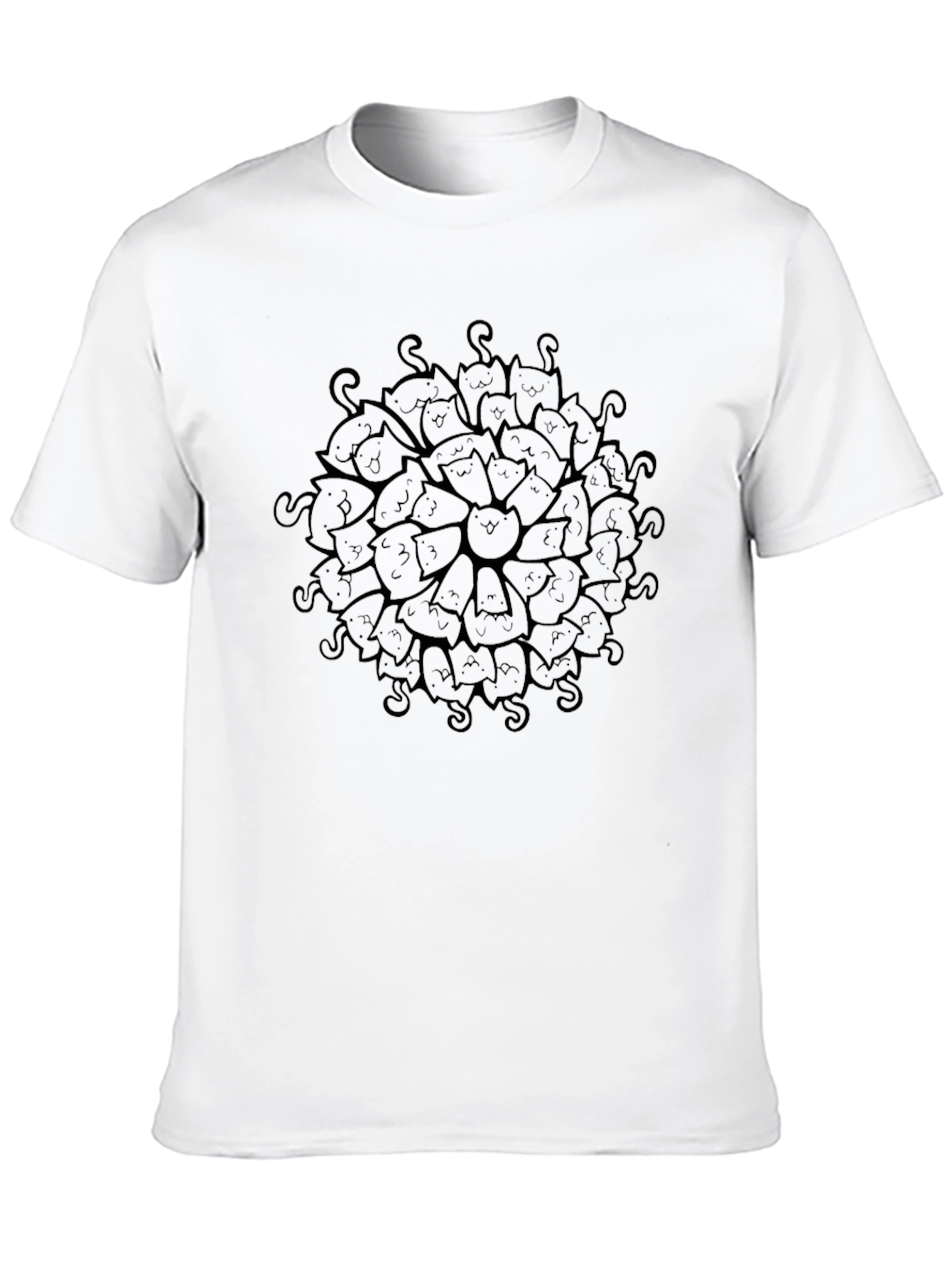Cool Cat Mandala Graphic Black T-Shirt