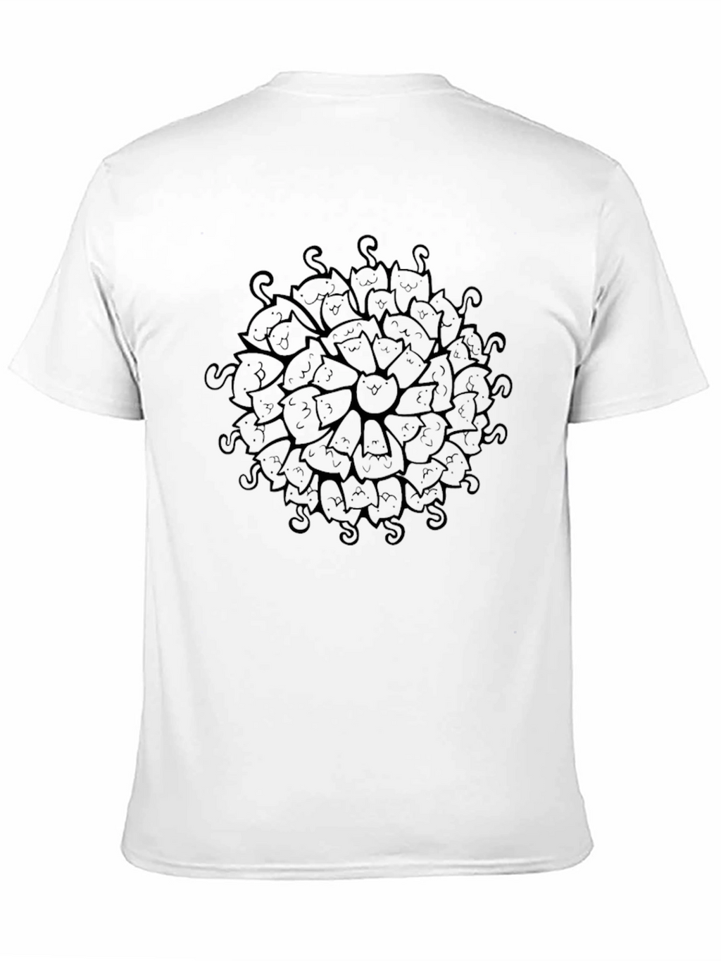 Cool Cat Mandala Graphic Black T-Shirt