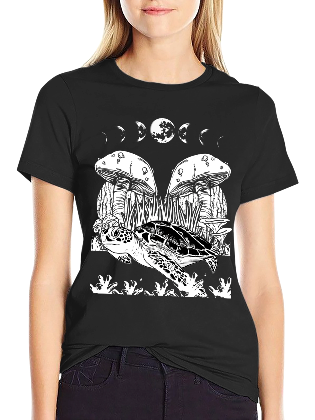 Turtle & Moon Phases Graphic Tee