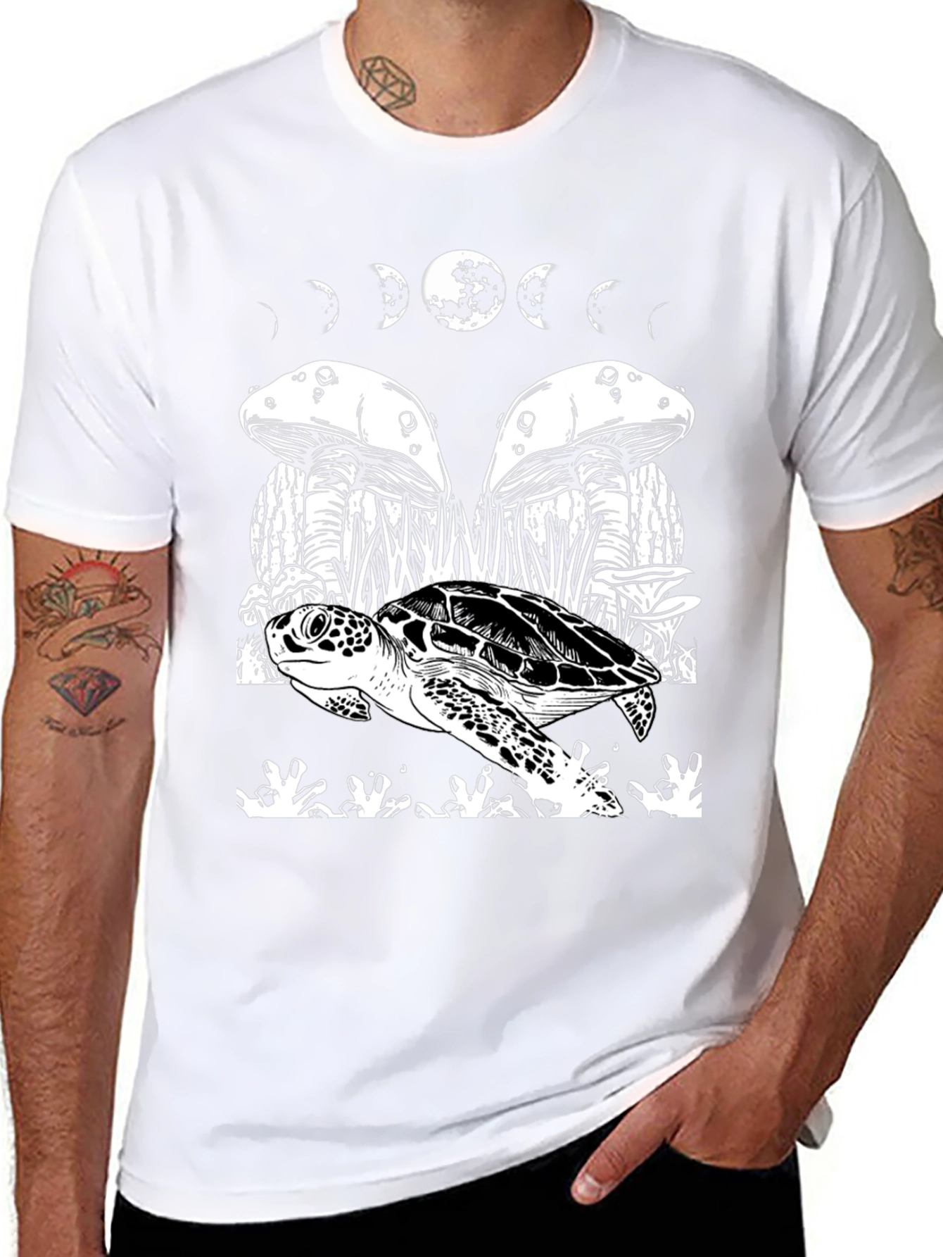 Turtle & Moon Phases Graphic Tee