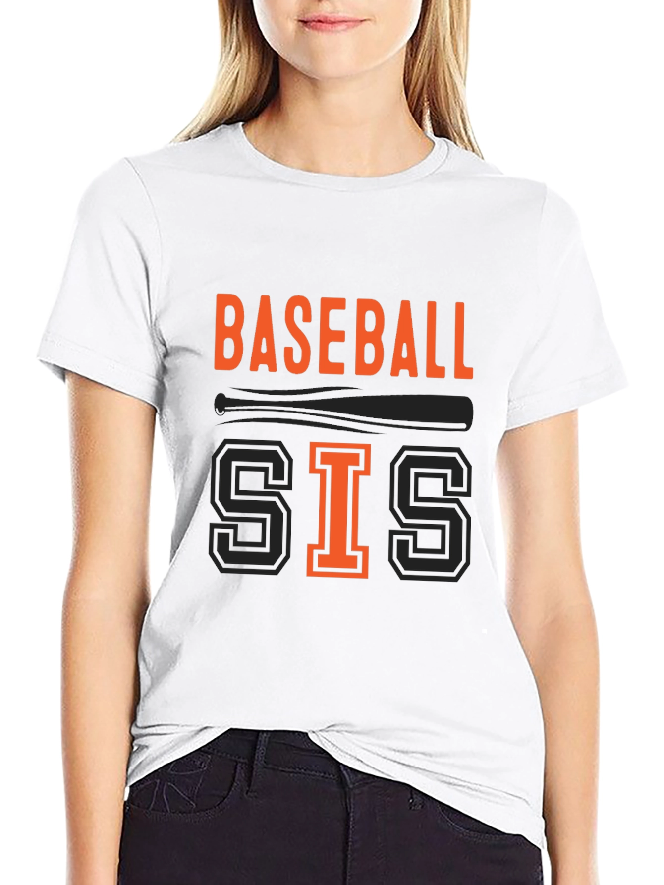 Baseball Sis Black Graphic Tee