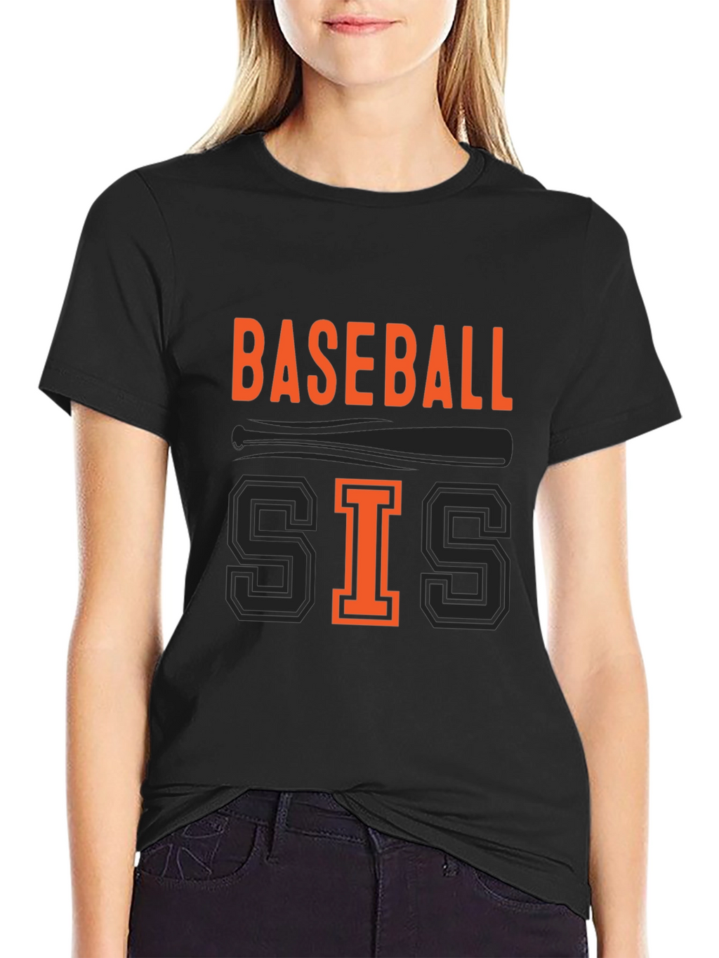 Baseball Sis Black Graphic Tee