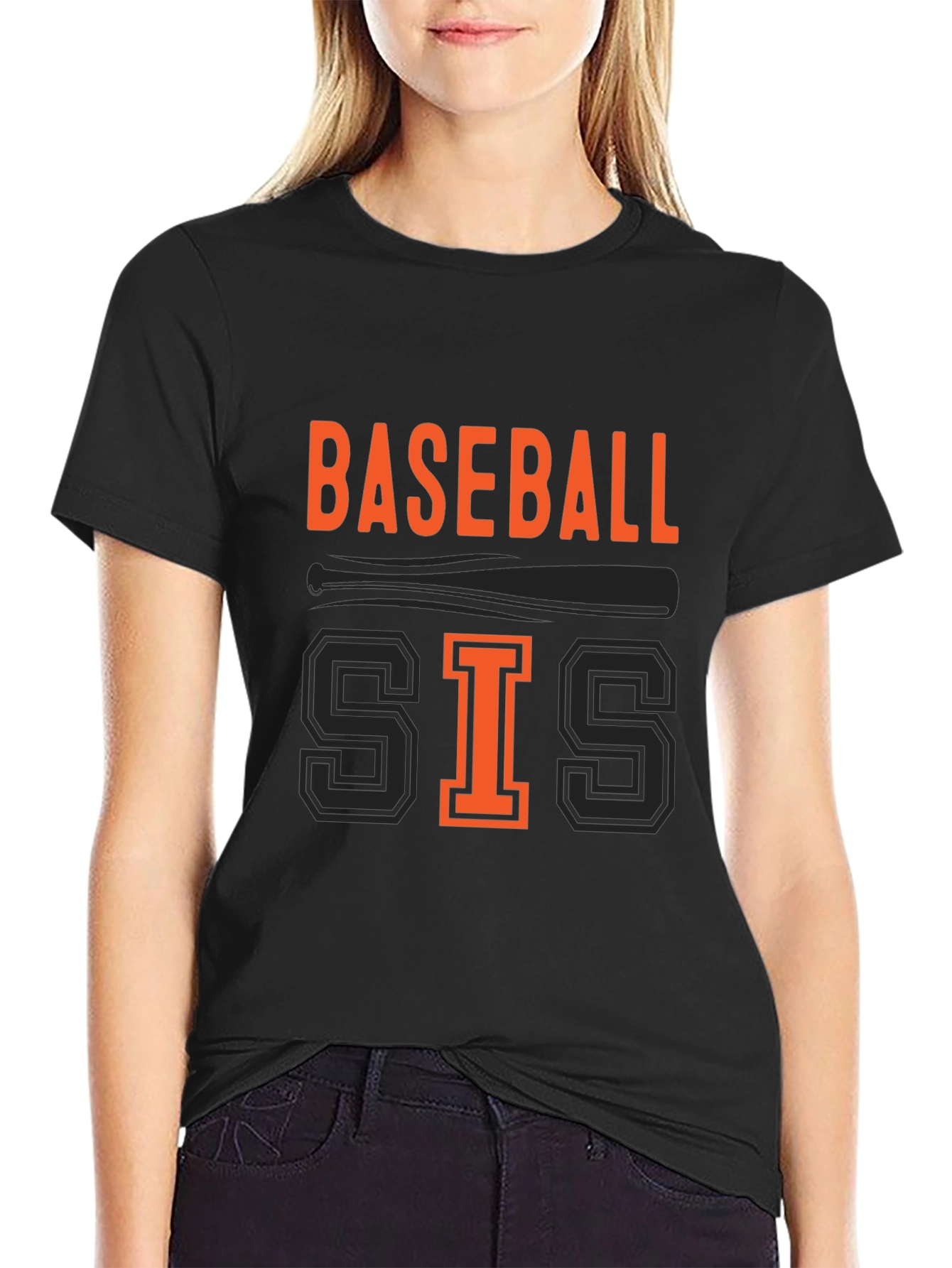 Baseball Sis Black Graphic Tee