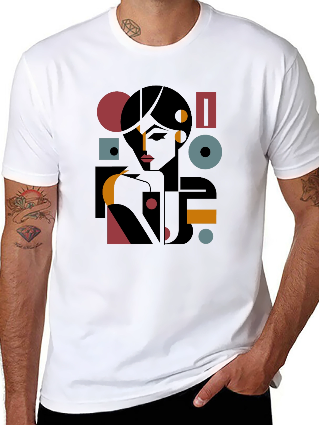 Abstract Geometric Woman Graphic Tee