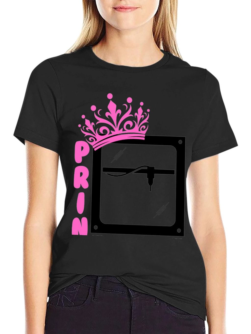 Princess Laser Engraver Black Graphic Tee