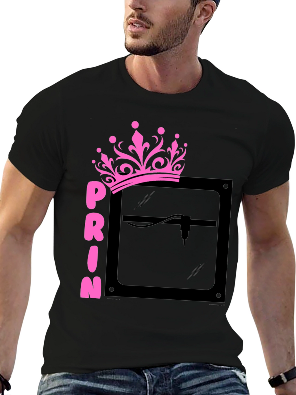 Princess Laser Engraver Black Graphic Tee