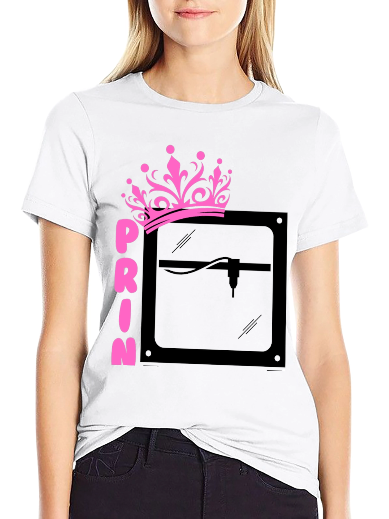 Princess Laser Engraver Black Graphic Tee