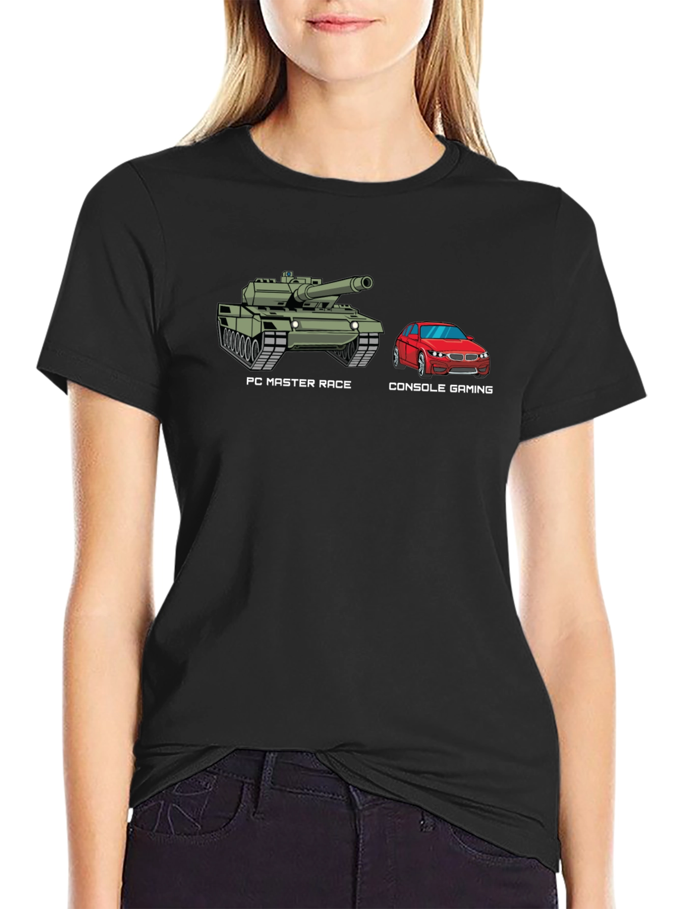 PC Master Race T-Shirt Console Gaming Tank vs Car