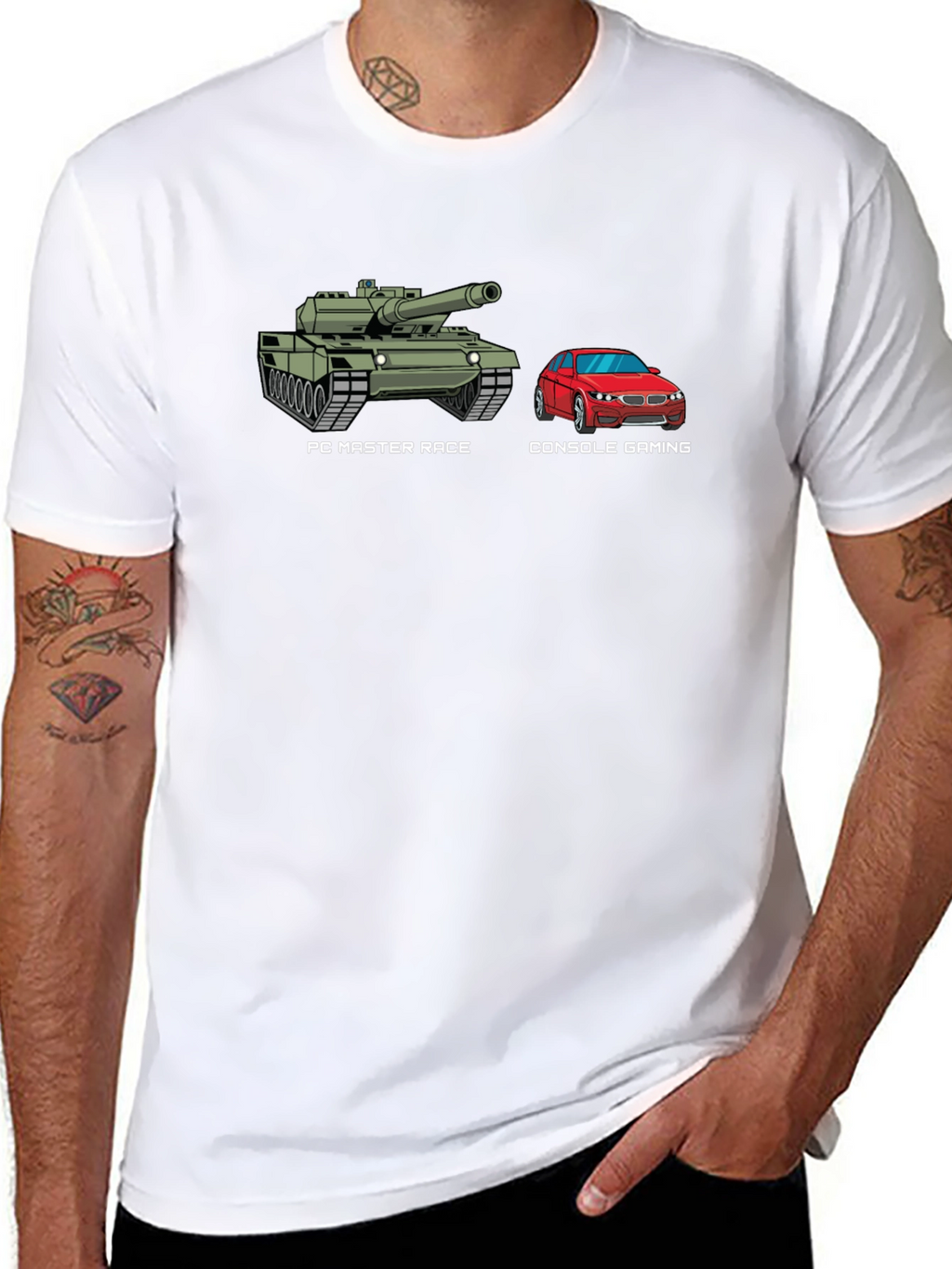PC Master Race T-Shirt Console Gaming Tank vs Car