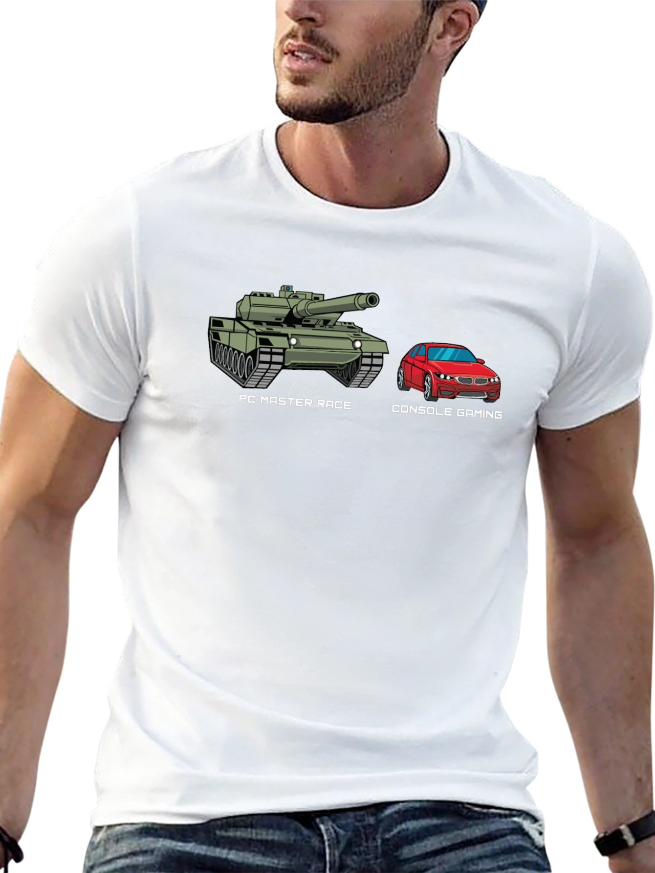 PC Master Race T-Shirt Console Gaming Tank vs Car