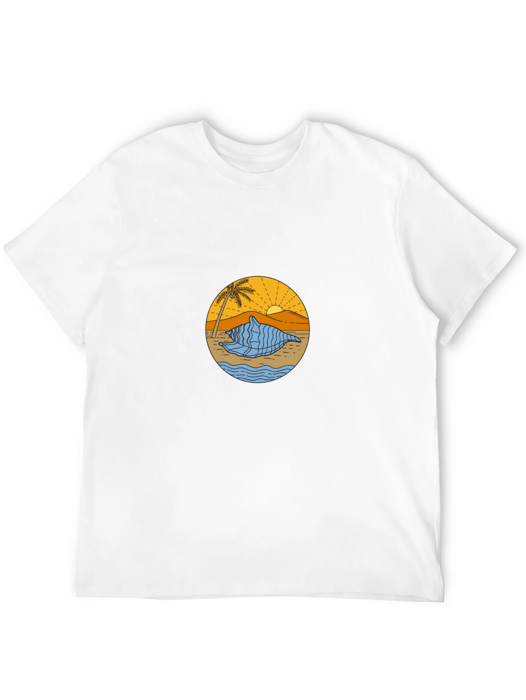 Black T-Shirt with Beach Shell Graphic