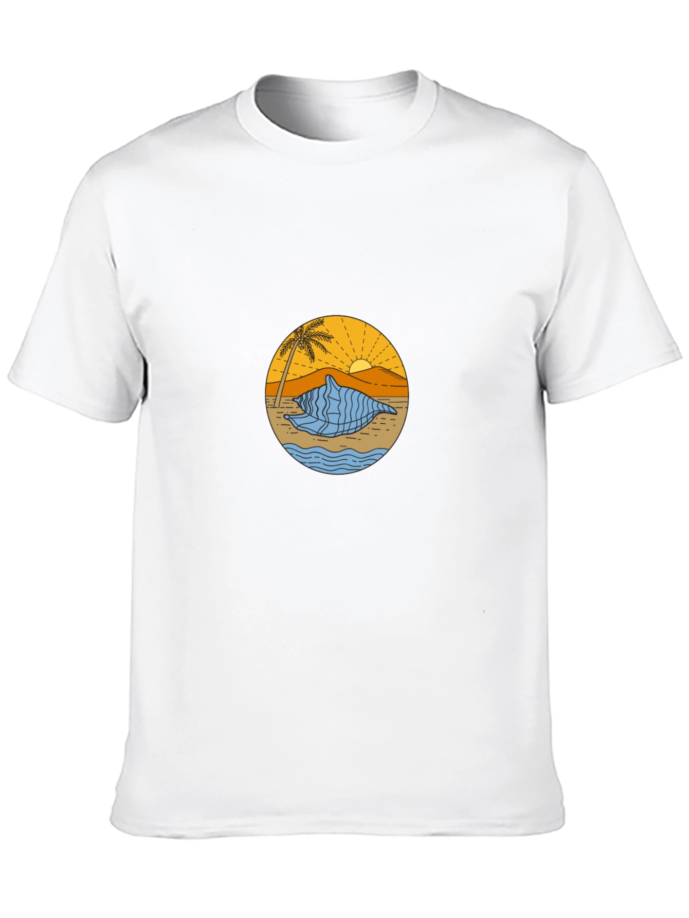 Black T-Shirt with Beach Shell Graphic