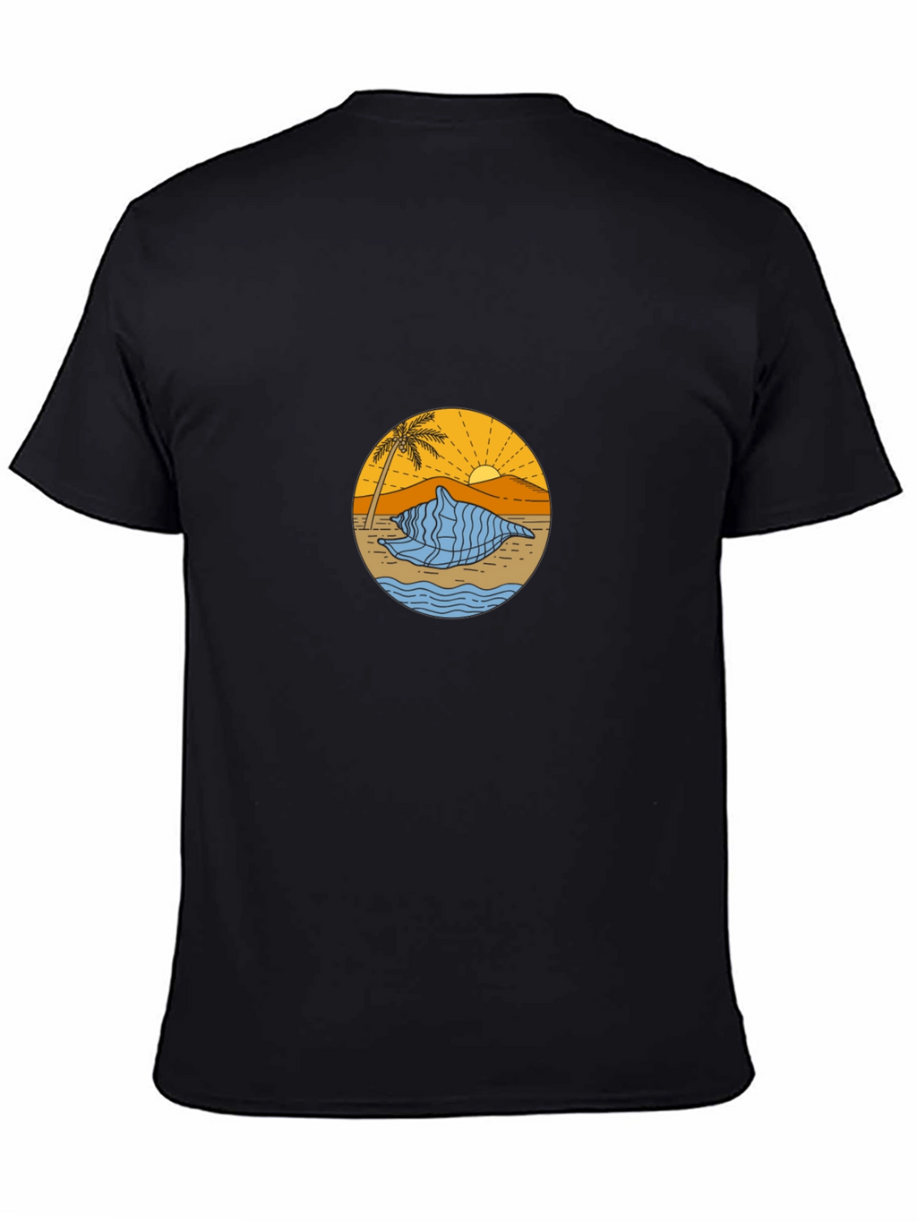 Black T-Shirt with Beach Shell Graphic
