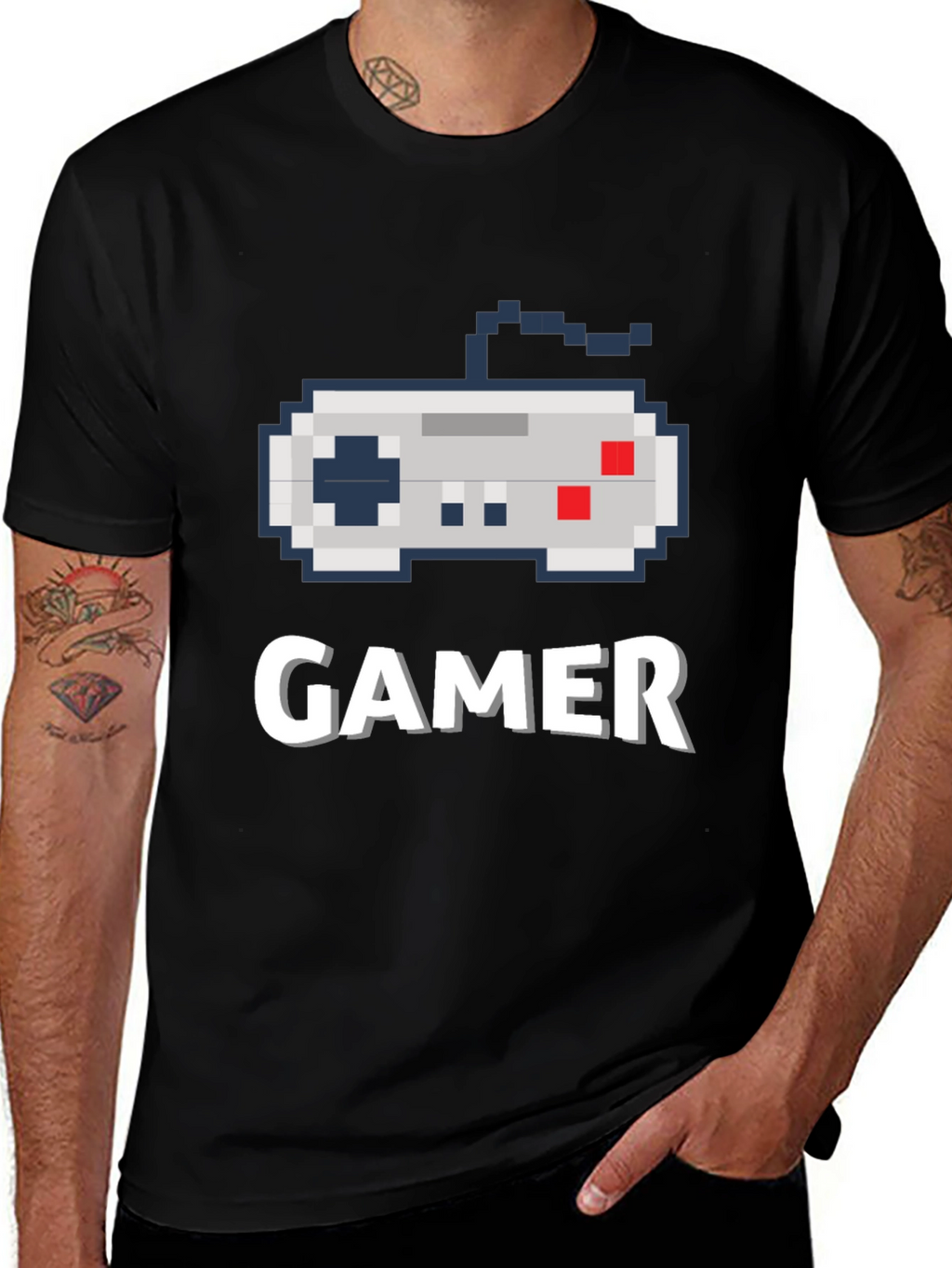 Gamer Pixel Art Black T-Shirt