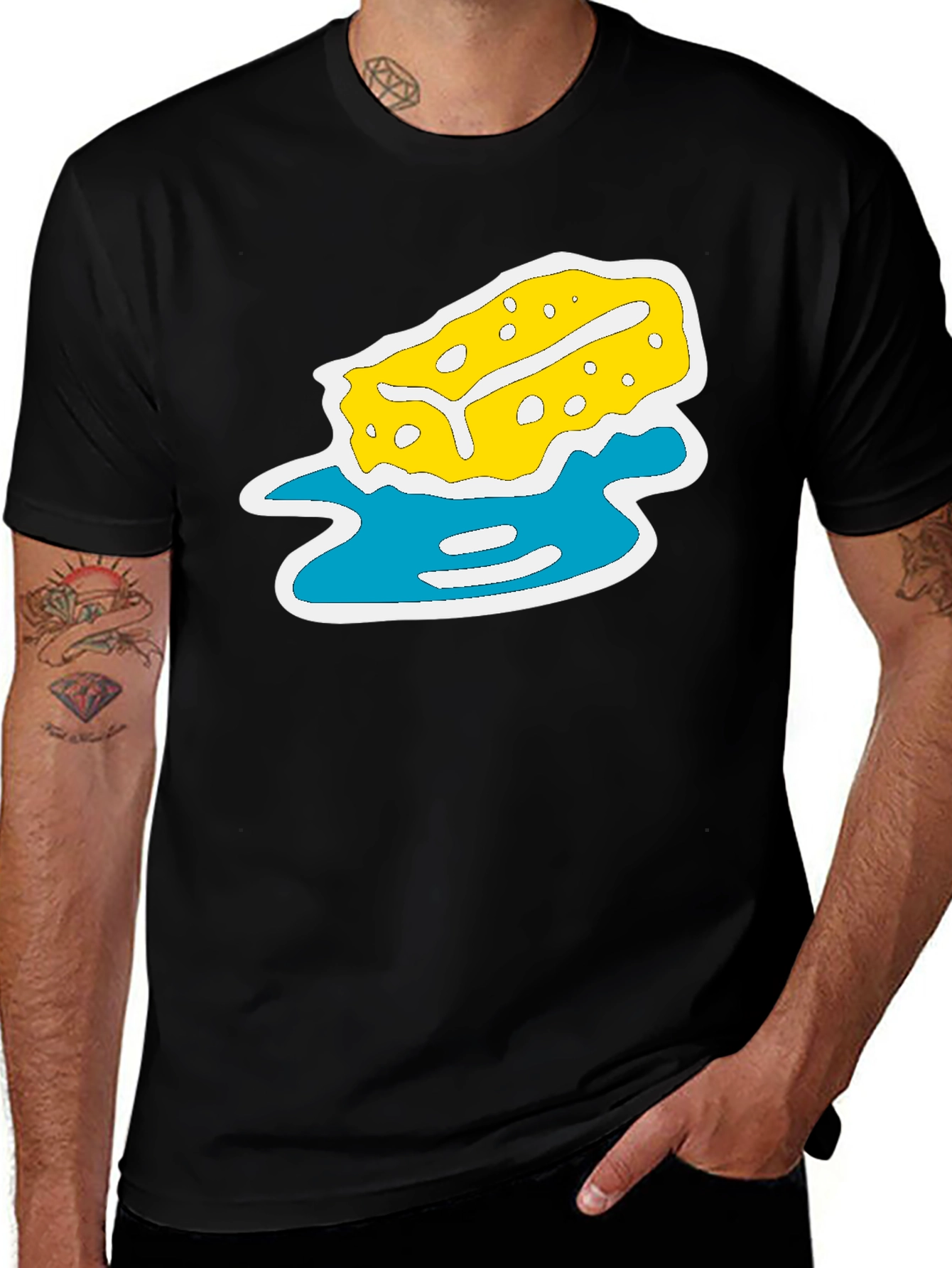 Black T-Shirt with Sponge Design