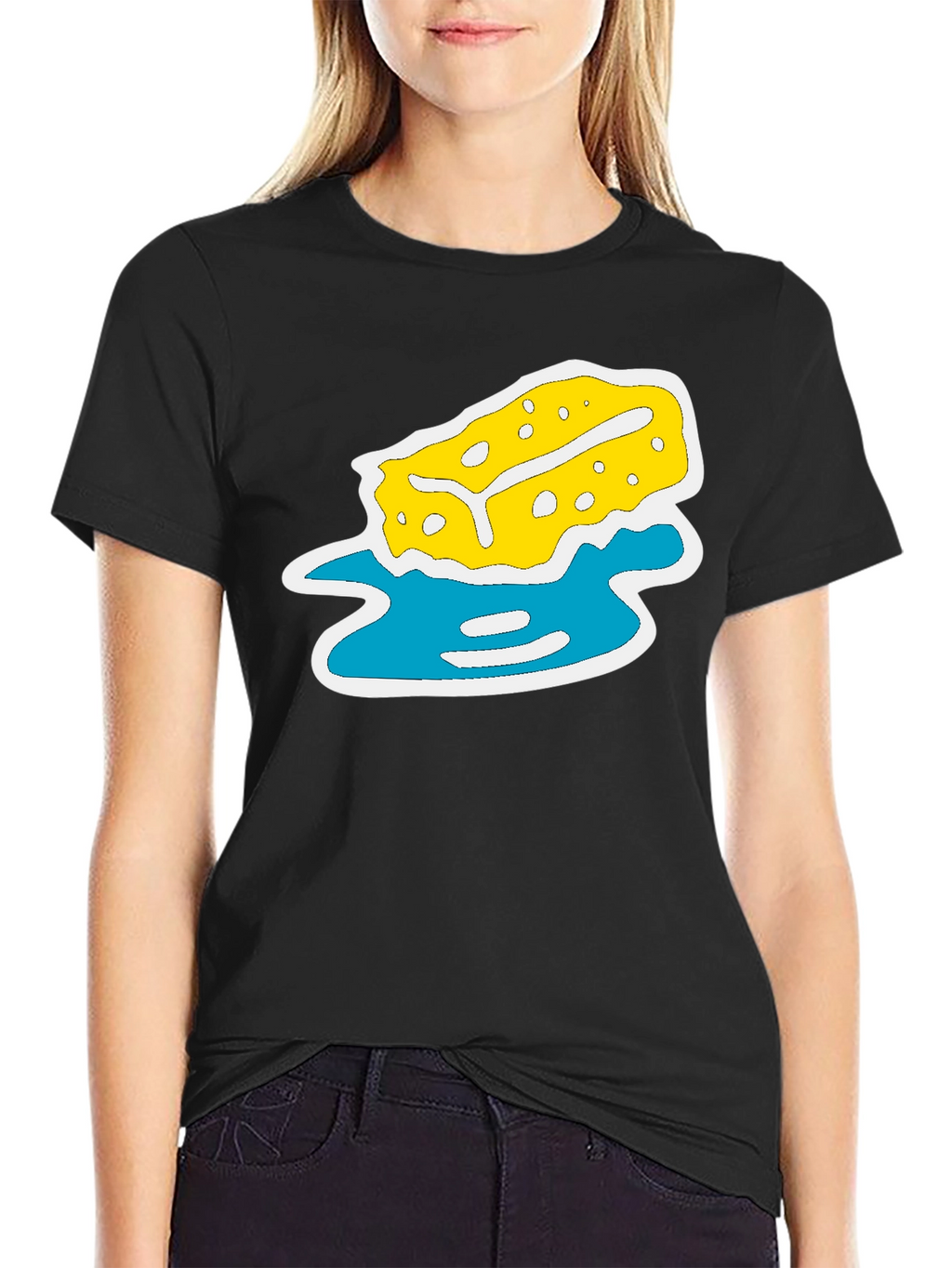 Black T-Shirt with Sponge Design