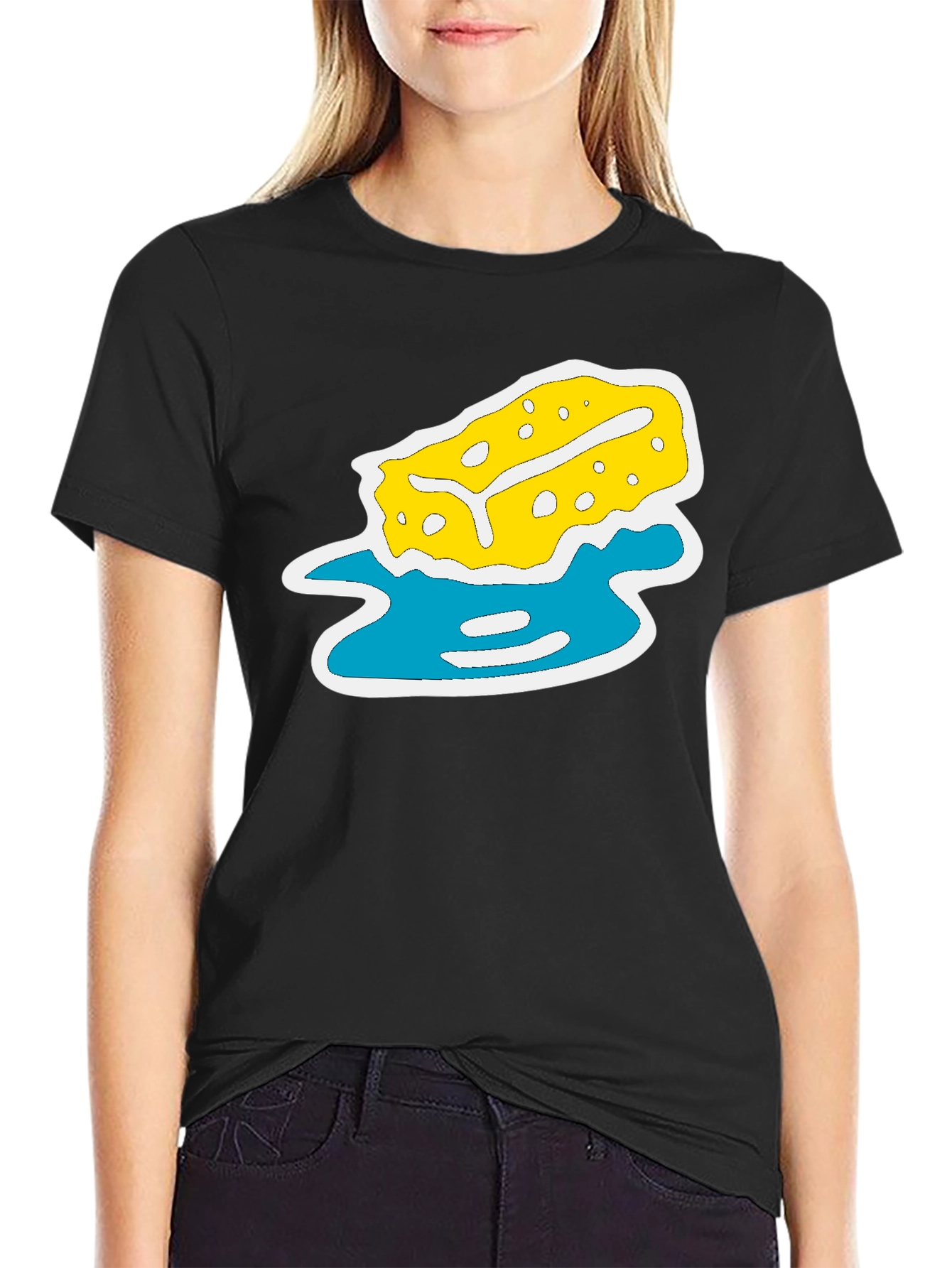 Black T-Shirt with Sponge Design
