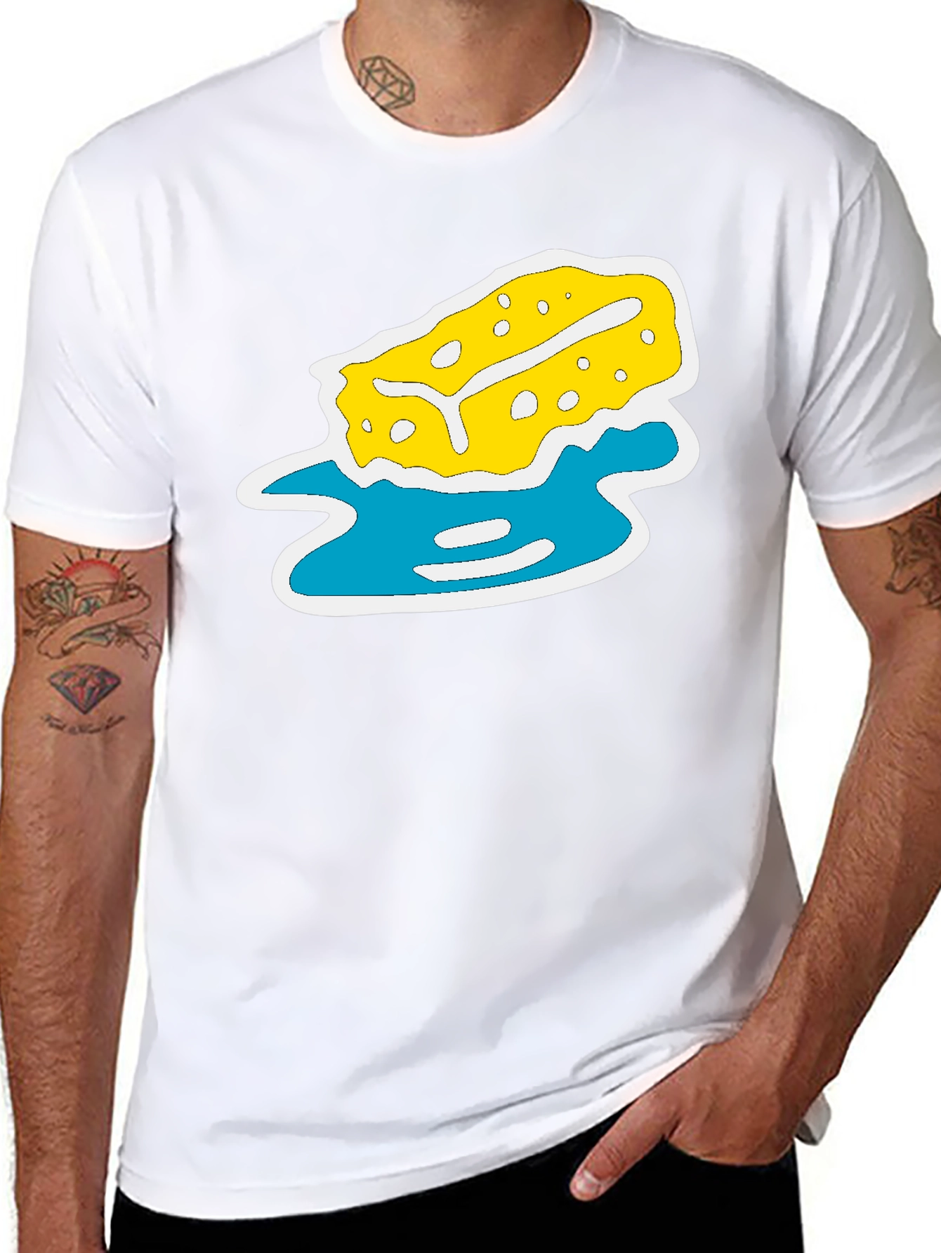 Black T-Shirt with Sponge Design