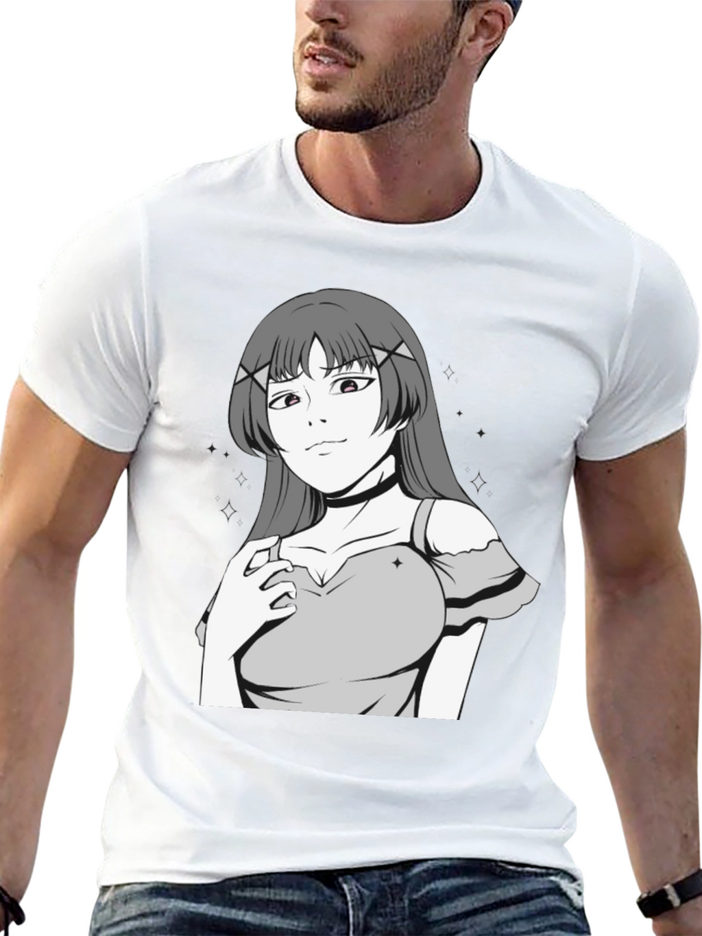 Anime Girl Graphic Black T-Shirt